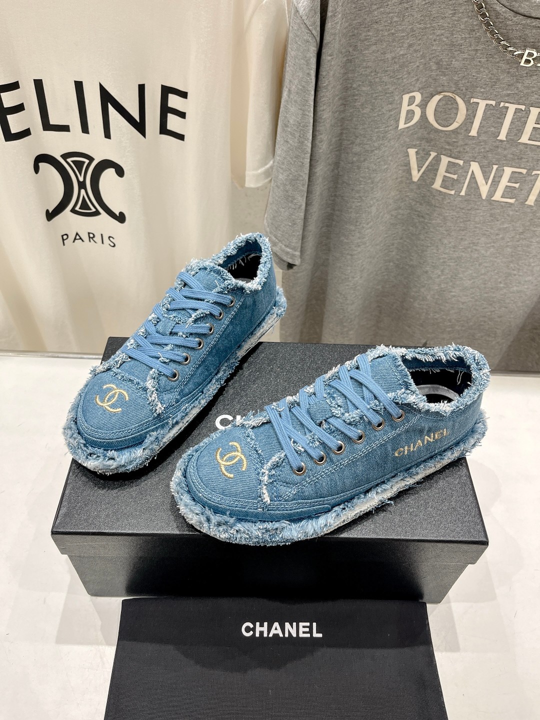 [TOP] CHANEL Denim Sneakers - Blue