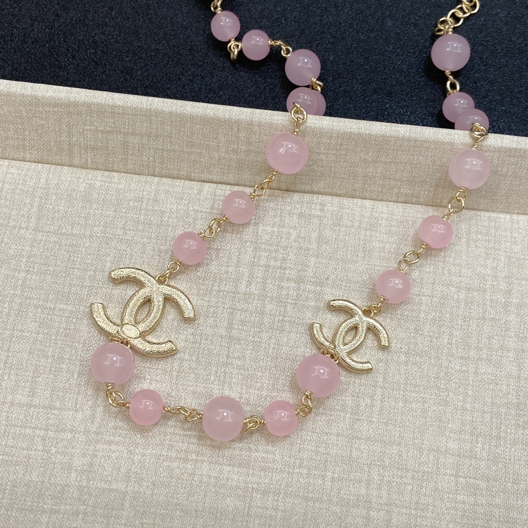 [TOP] CHANEL Pearl Necklace - Pink&GHW