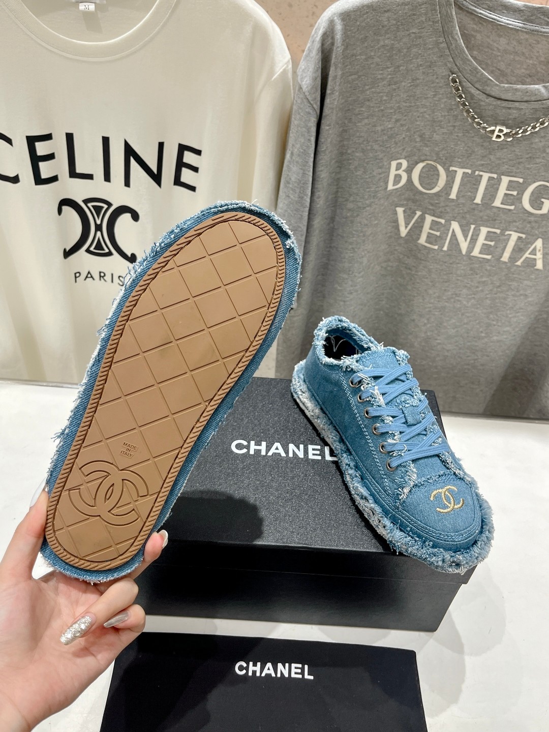 [TOP] CHANEL Denim Sneakers - Blue