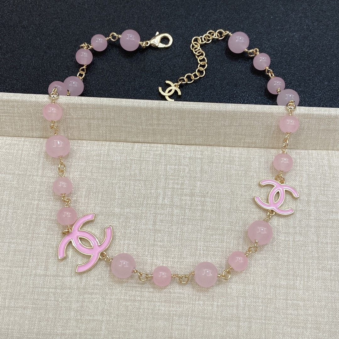 [TOP] CHANEL Pearl Necklace - Pink&GHW