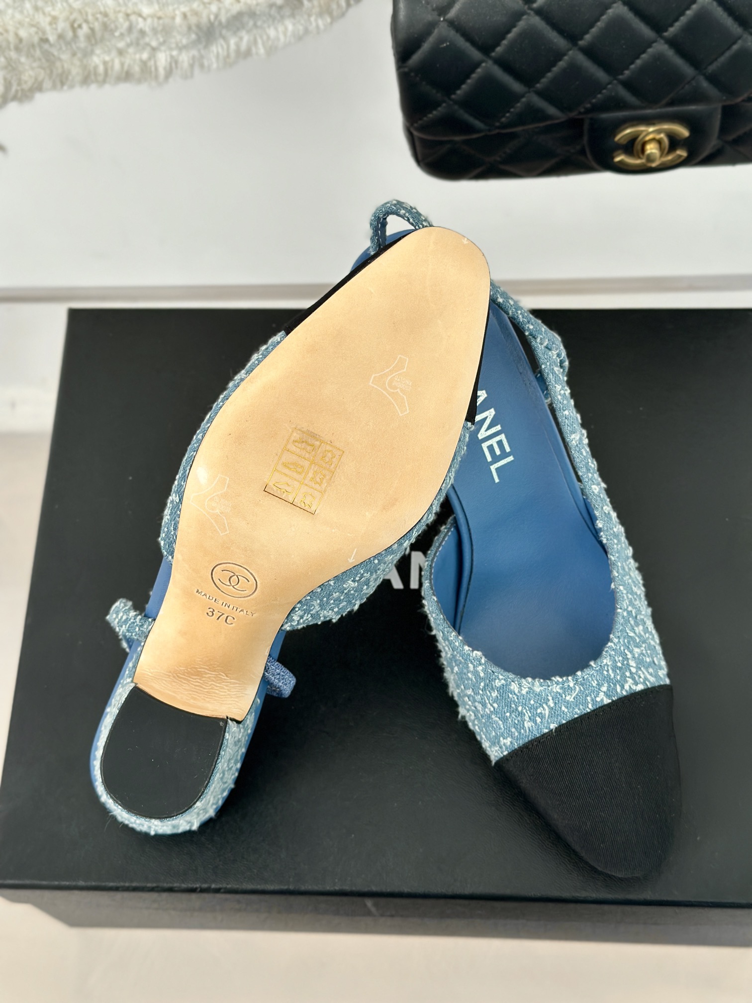 [TOP] CHANEL Denim High Heel Mules - Blue