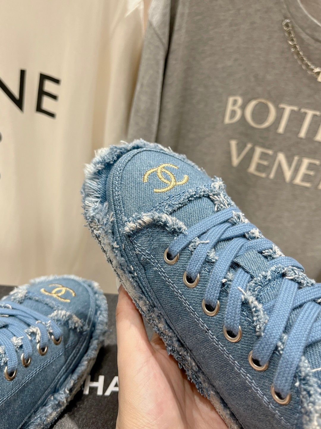 [TOP] CHANEL Denim Sneakers - Blue