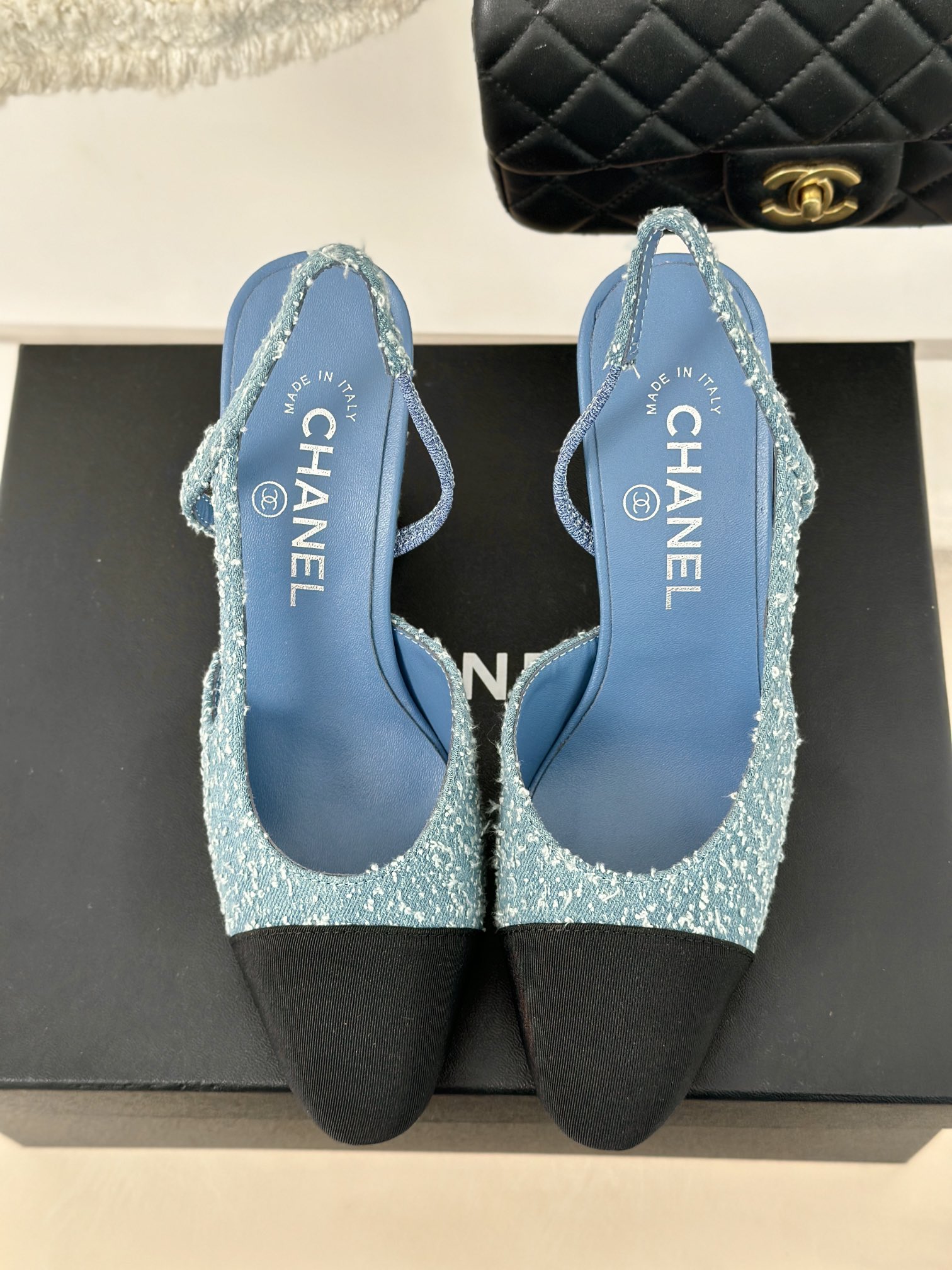 [TOP] CHANEL Denim High Heel Mules - Blue