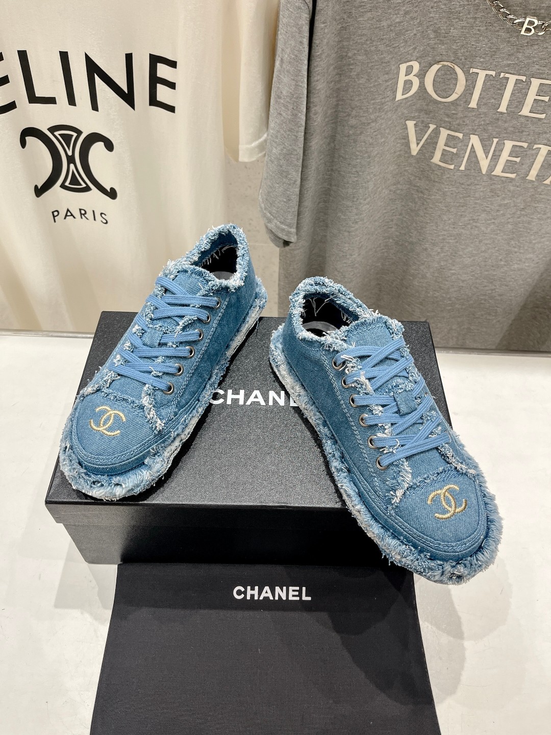 [TOP] CHANEL Denim Sneakers - Blue