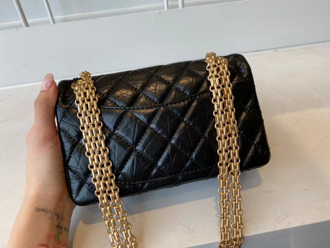 [TOP] CHANEL 2.55 Reissue Flap Bag Small 20cm - Black - SHW & GHW