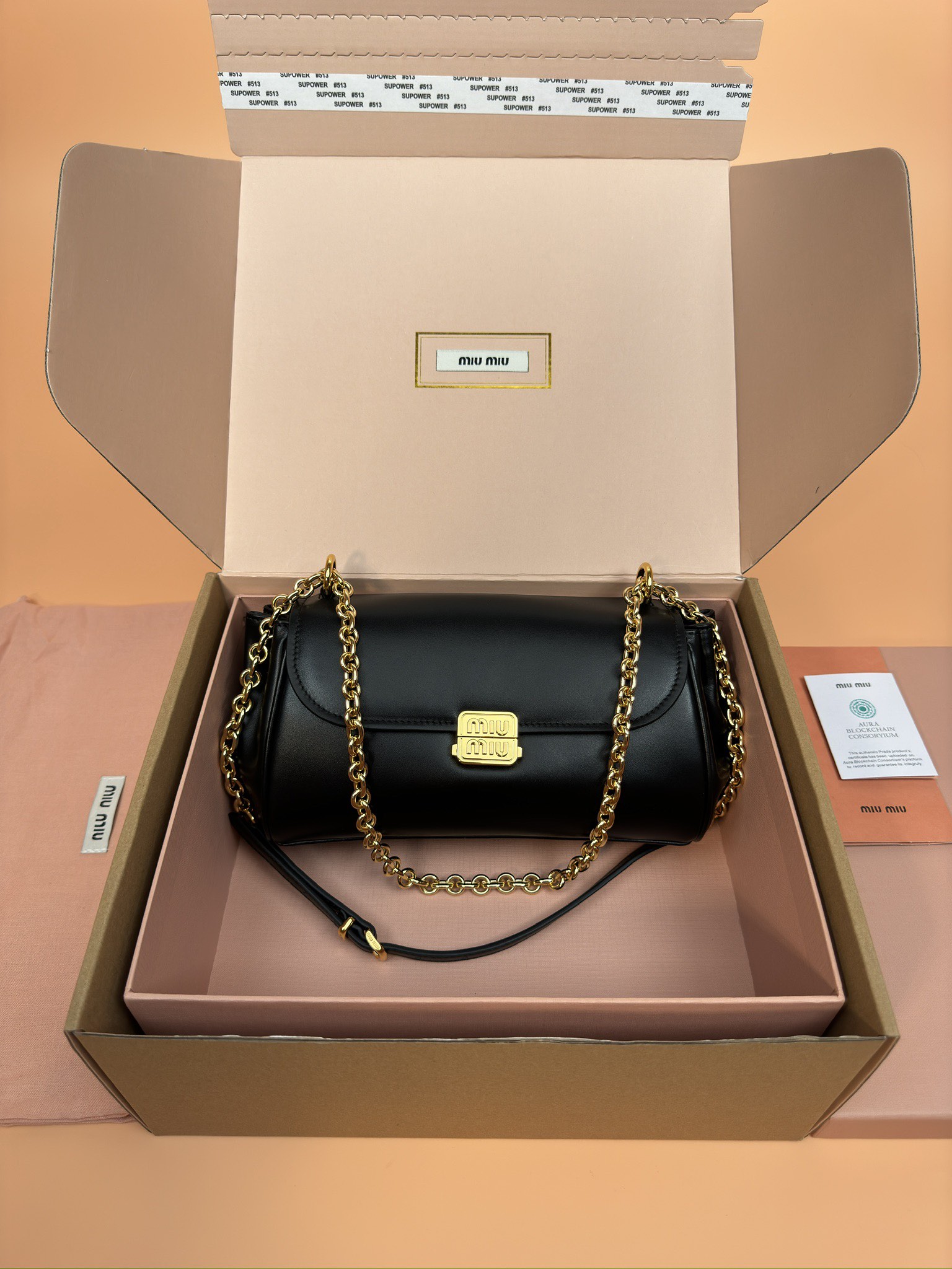 [TOP] Miu Miu Leather Shoulder Bag with Chain 24x14x7.5cm - 3 Colors