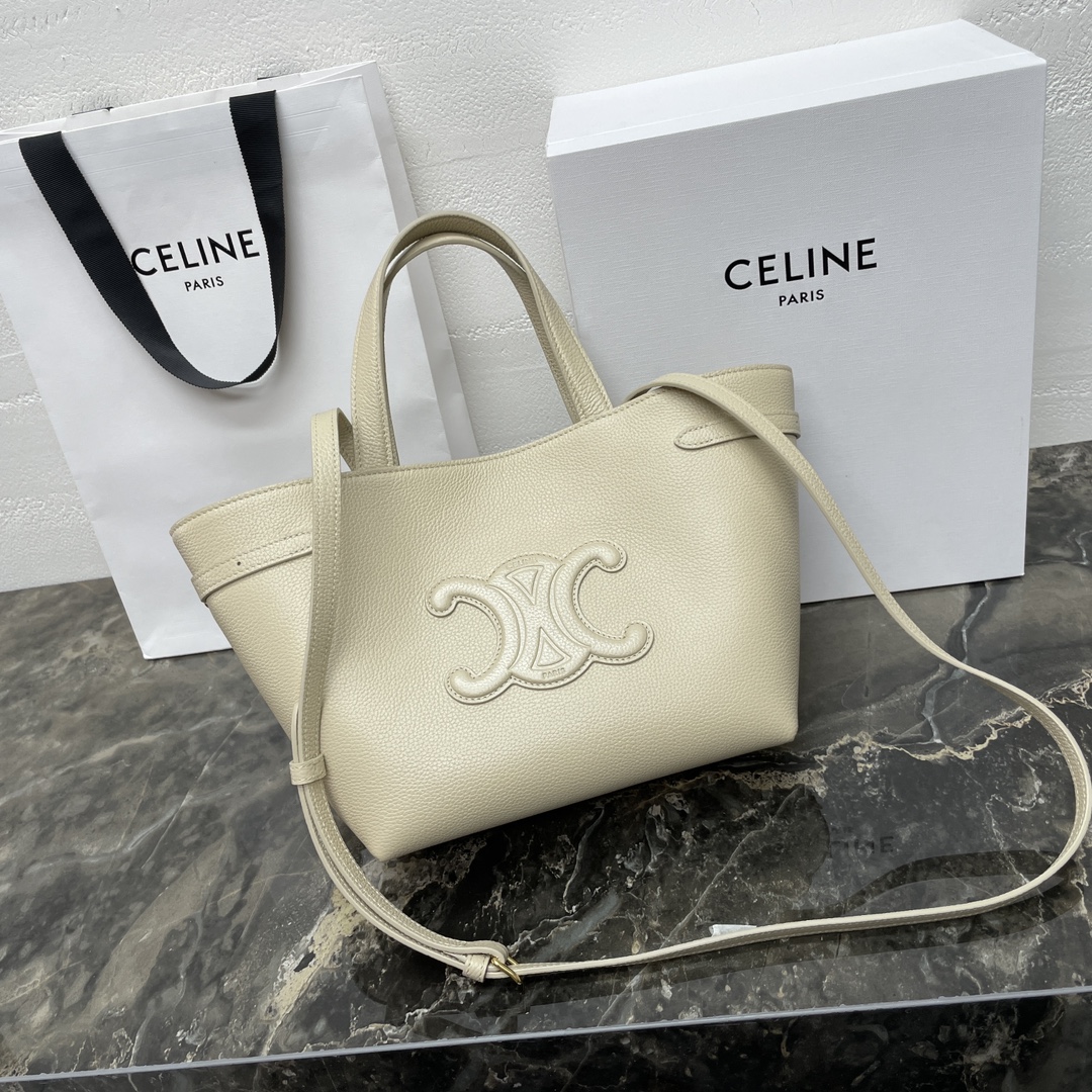 [TOP] CELINE Cabas Bags Granulated Cow Leather Handbag - 20*21*10CM - 3 Colour