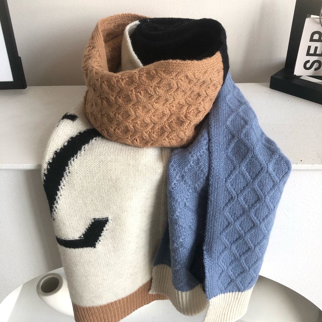 [TOP] Louis Vuitton LV Wool Scarf 38X200cm- White and Blue