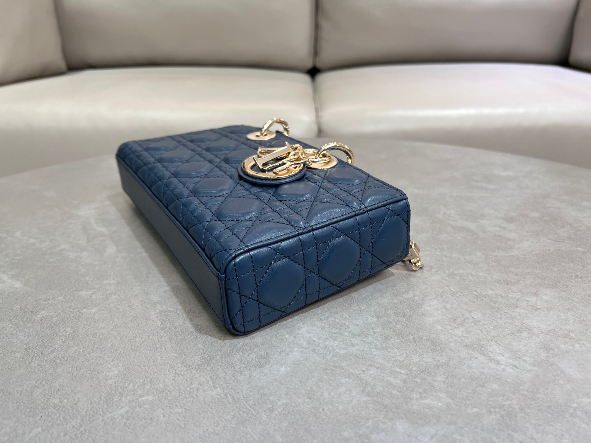 [TOP] Christian Dior Lady D-Joy Bags 16cm/22cm/26cm - Dark Blue&GHW