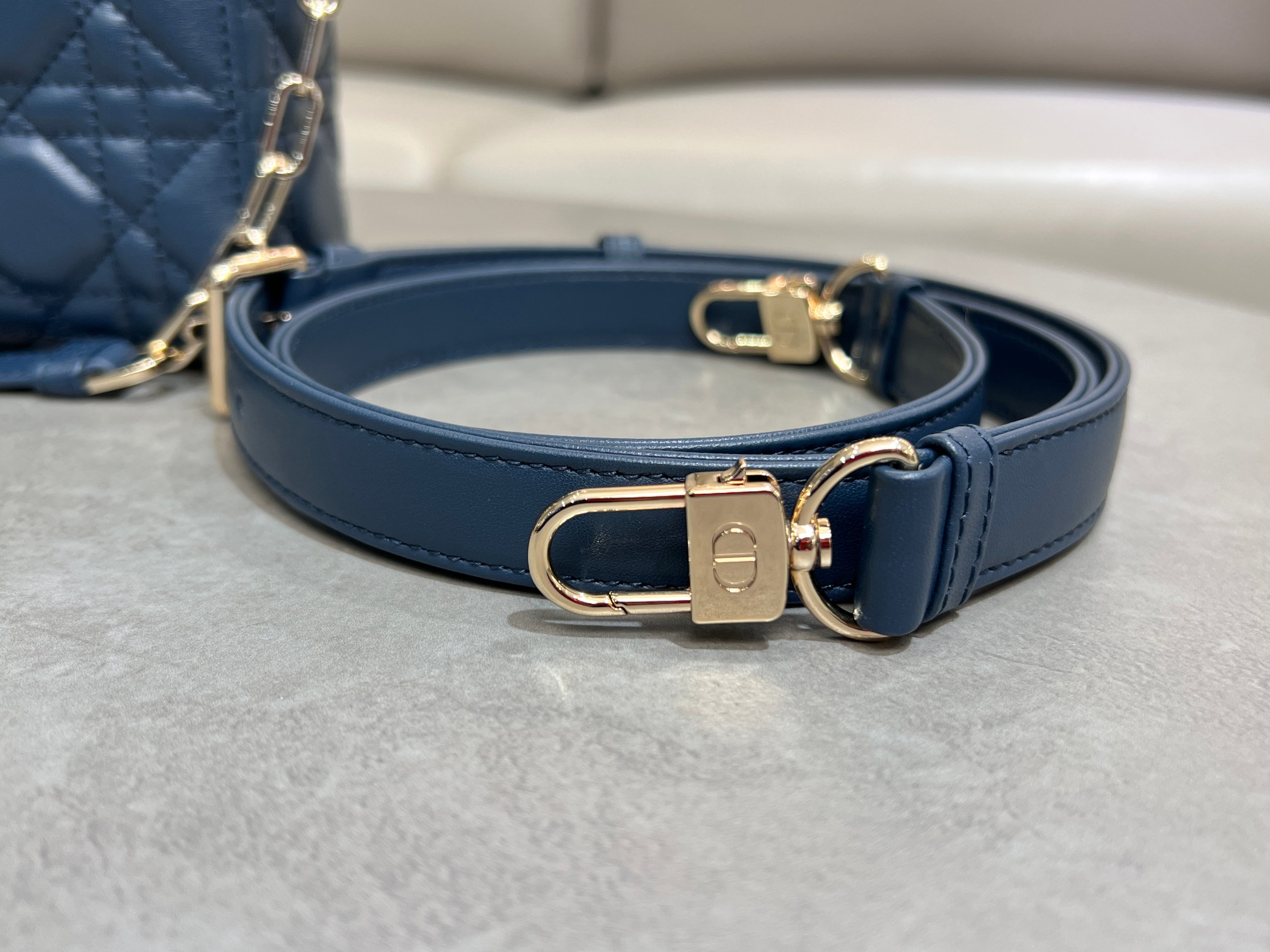 [TOP] Christian Dior Lady D-Joy Bags 16cm/22cm/26cm - Dark Blue&GHW