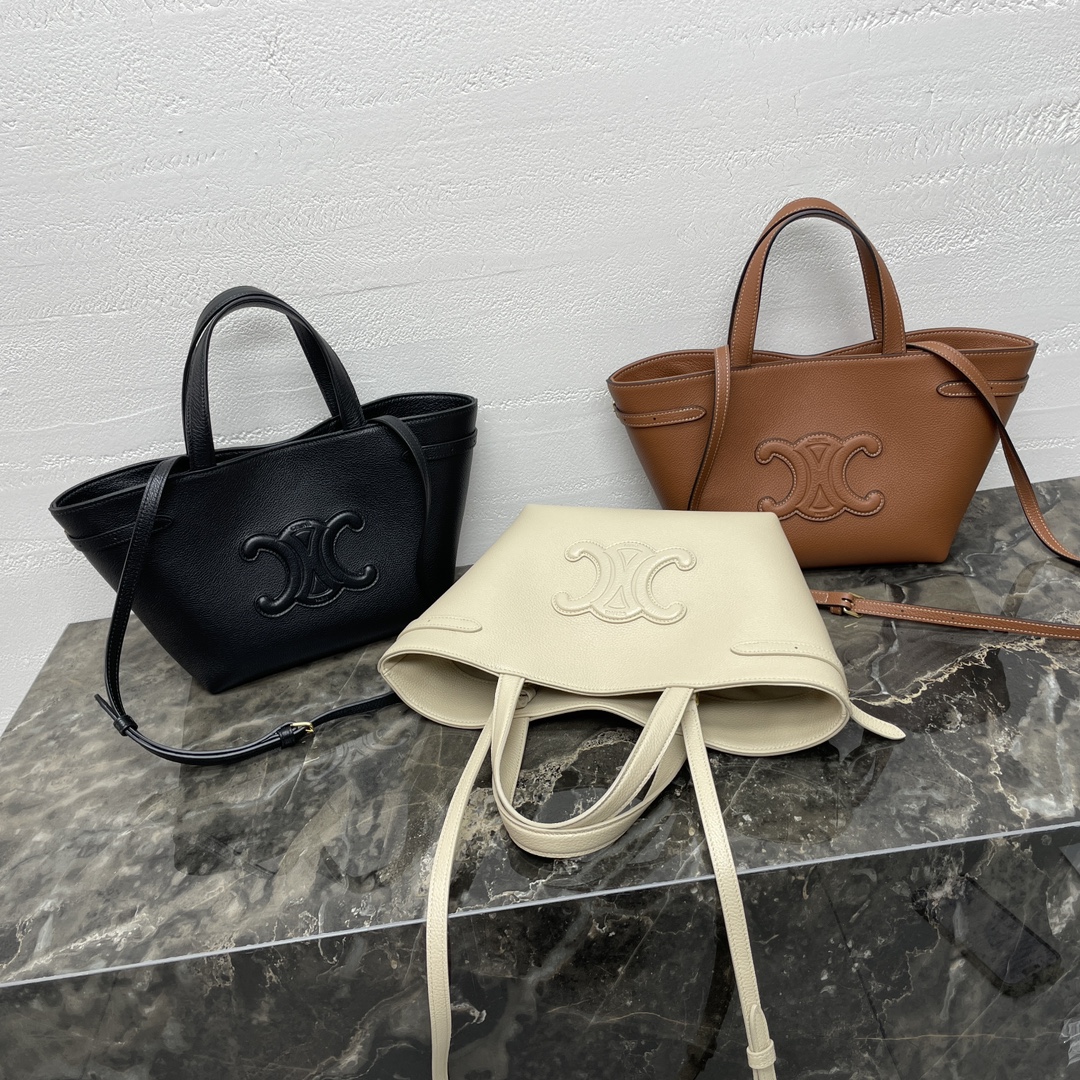 [TOP] CELINE Cabas Bags Granulated Cow Leather Handbag - 20*21*10CM - 3 Colour