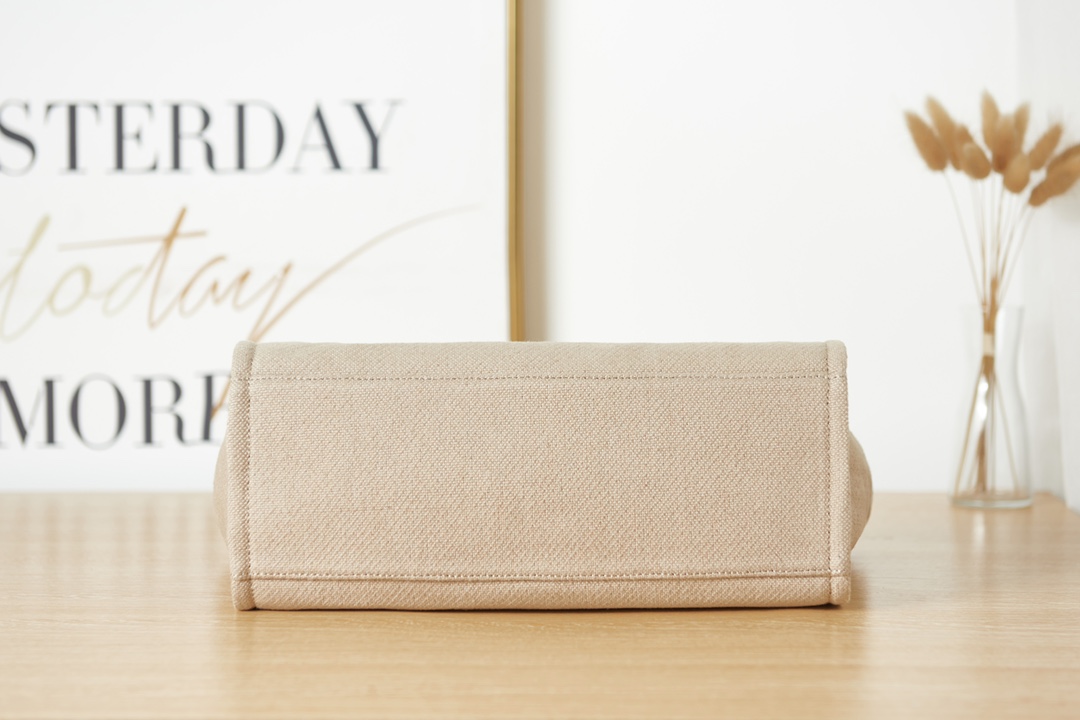 [TOP] CHANEL Deauville Bag 33cm/38cm -  Beige with Black Handle