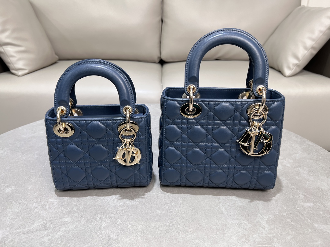[TOP] Christian Dior Lady Dior Bag 17*7*15cm/20*8*17cm - Dark Blue