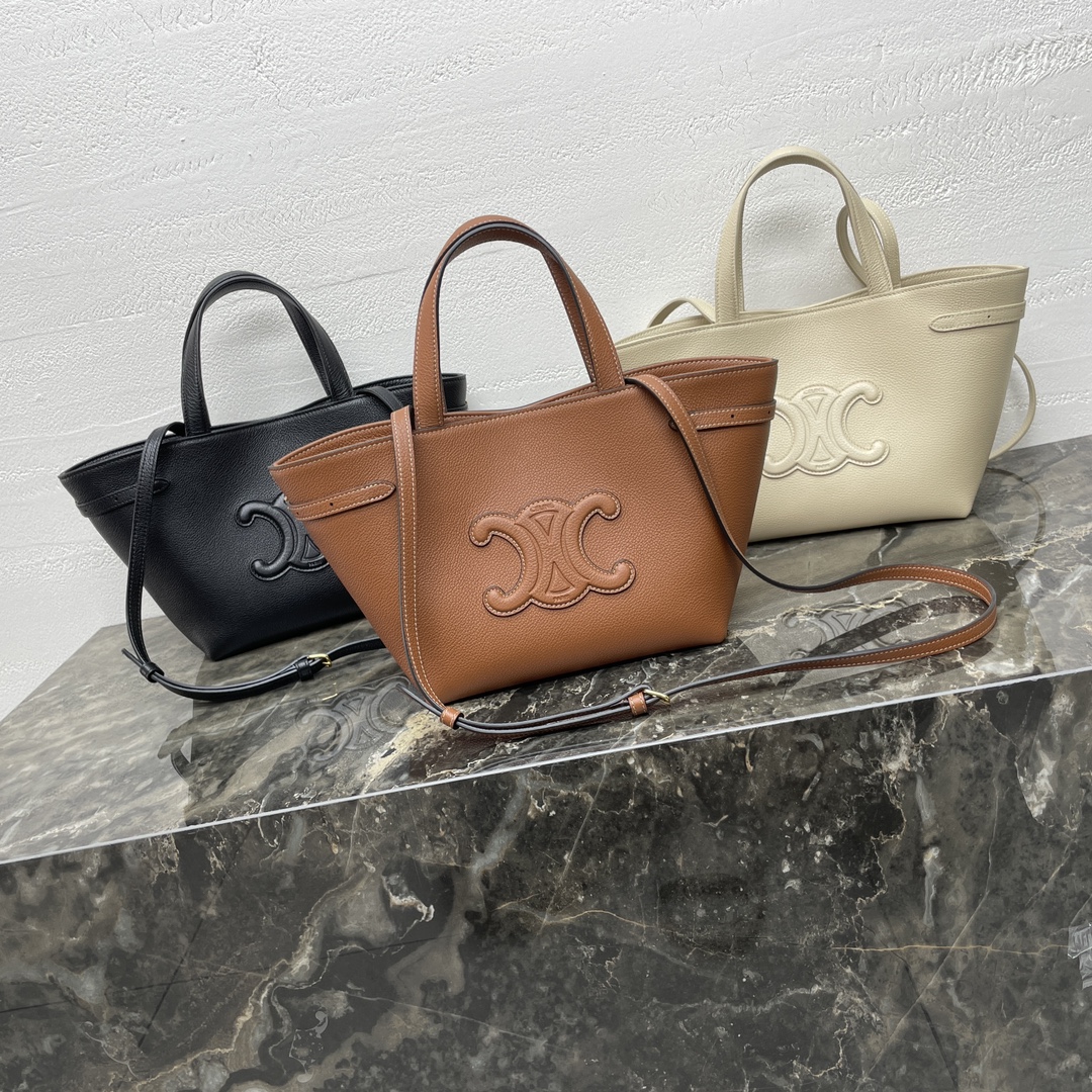 [TOP] CELINE Cabas Bags Granulated Cow Leather Handbag - 20*21*10CM - 3 Colour