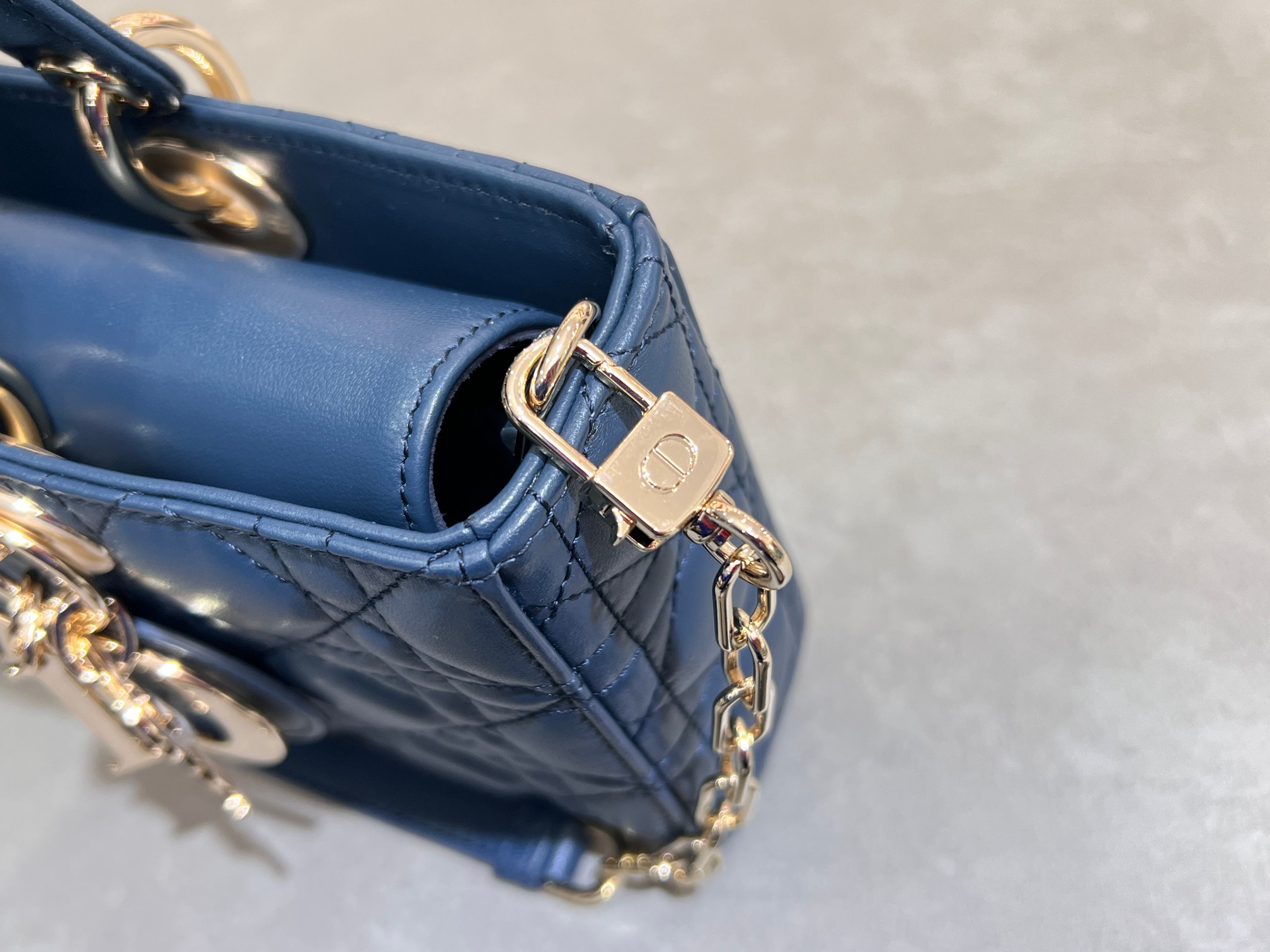 [TOP] Christian Dior Lady D-Joy Bags 16cm/22cm/26cm - Dark Blue&GHW