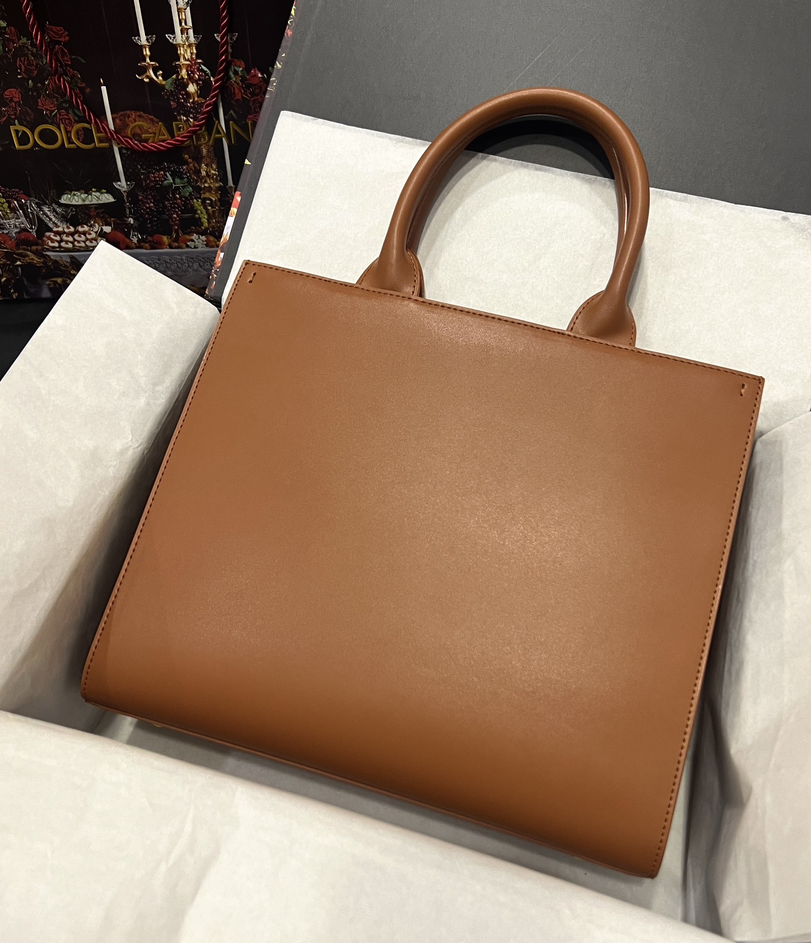 [TOP] Dolce & Gabbana D&G Logo Bag  30*26*10 cm - Brown