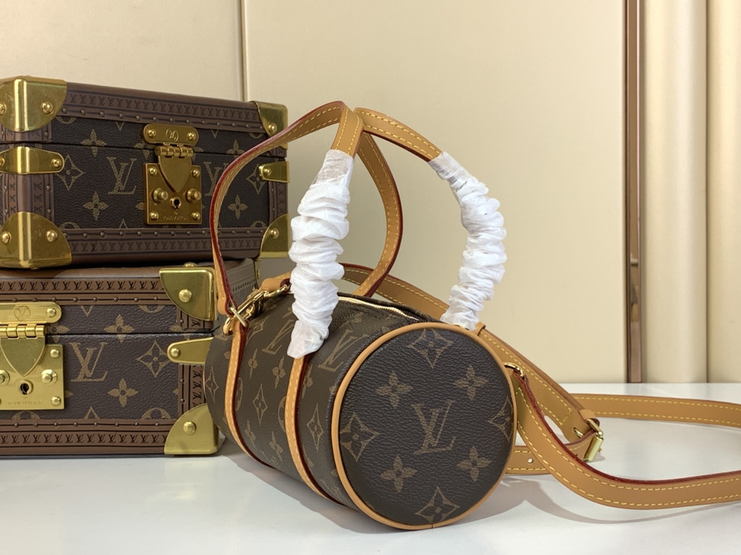 [TOP] Louis Vuitton LV Monogram Canvas Papillon 19 Bag 21*10*10cm - Brown