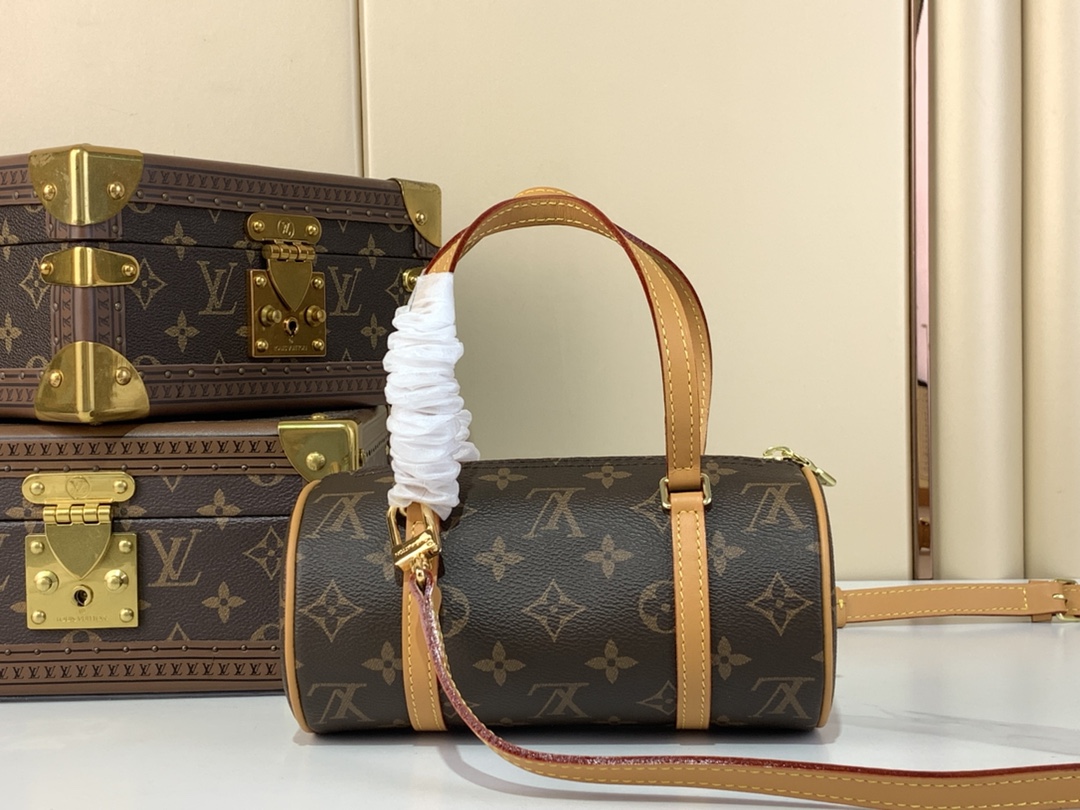 [TOP] Louis Vuitton LV Monogram Canvas Papillon 19 Bag 21*10*10cm - Brown