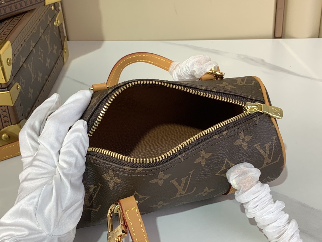 [TOP] Louis Vuitton LV Monogram Canvas Papillon 19 Bag 21*10*10cm - Brown