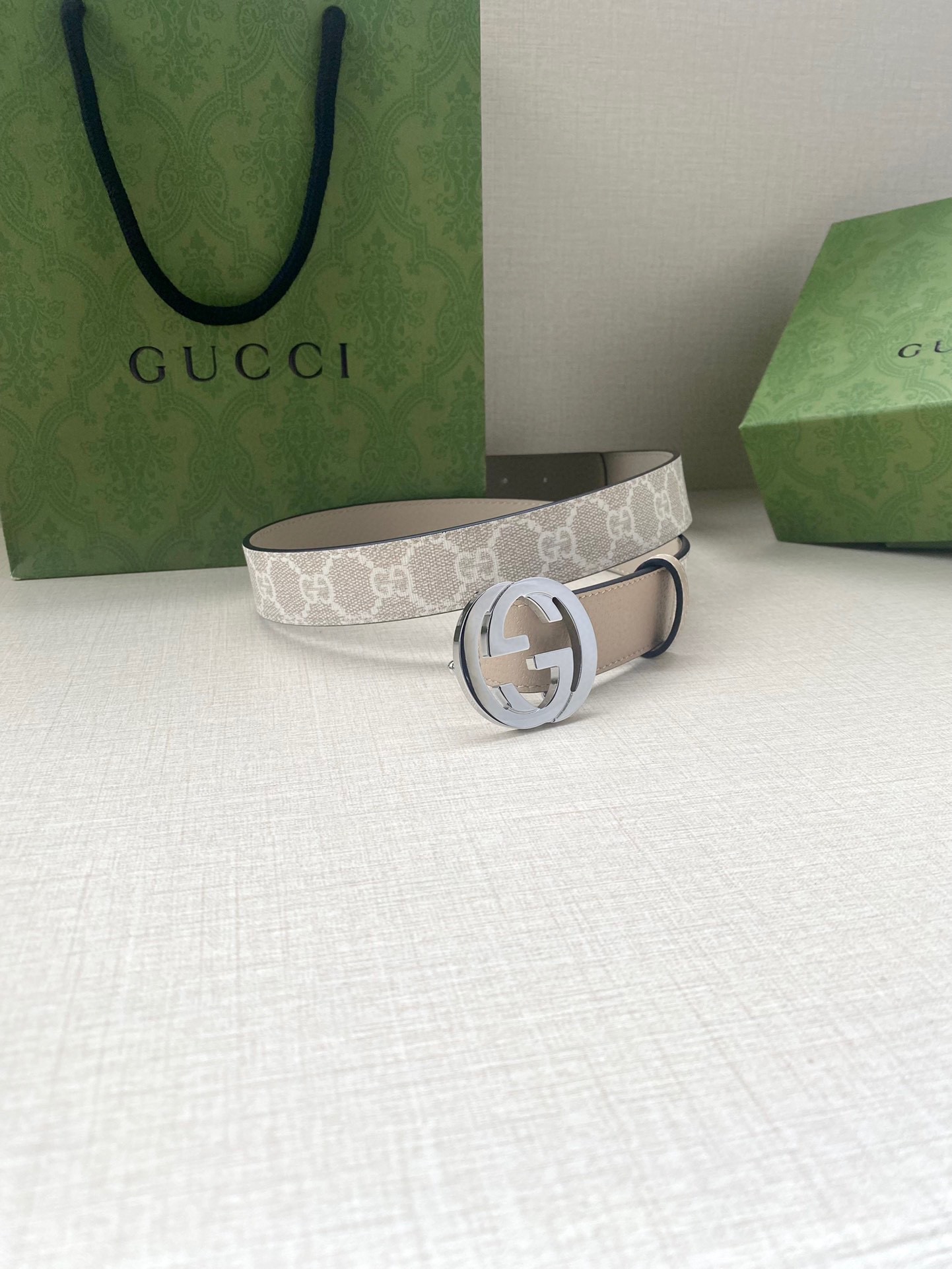 [TOP] GUCCI GG Supreme Canvas Belt Calfskin - 3.0cm