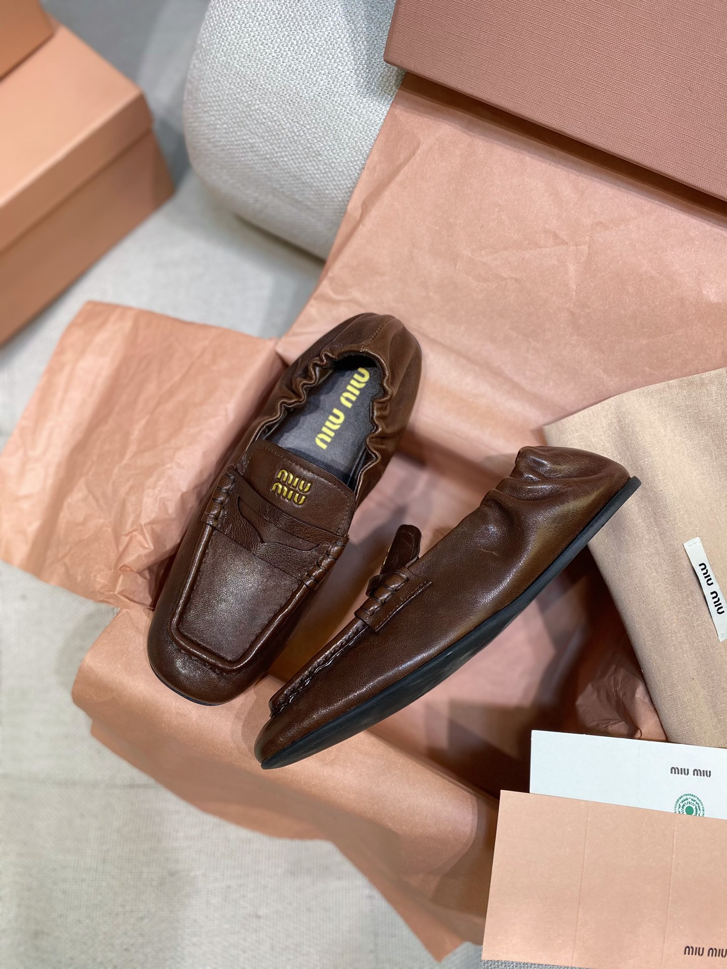 [TOP] Miu Miu Flat Loafers Sheepskin - 3 Color