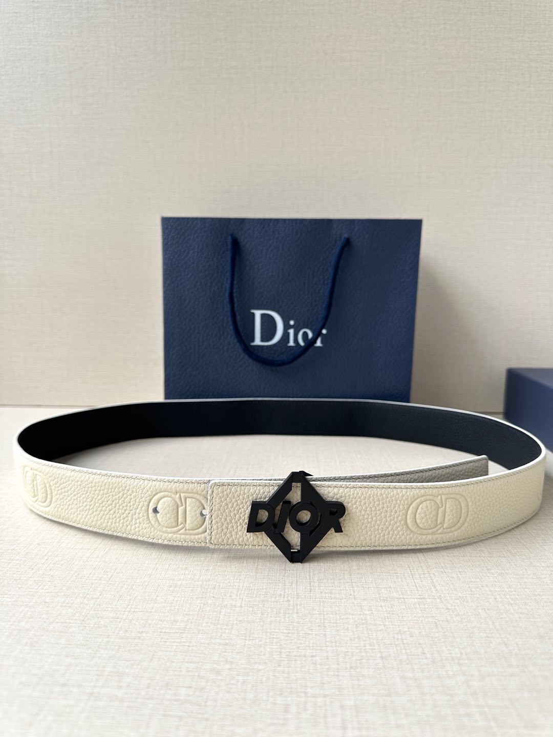 [TOP] Christian Dior Reversible Belt Calfskin - 3.5cm