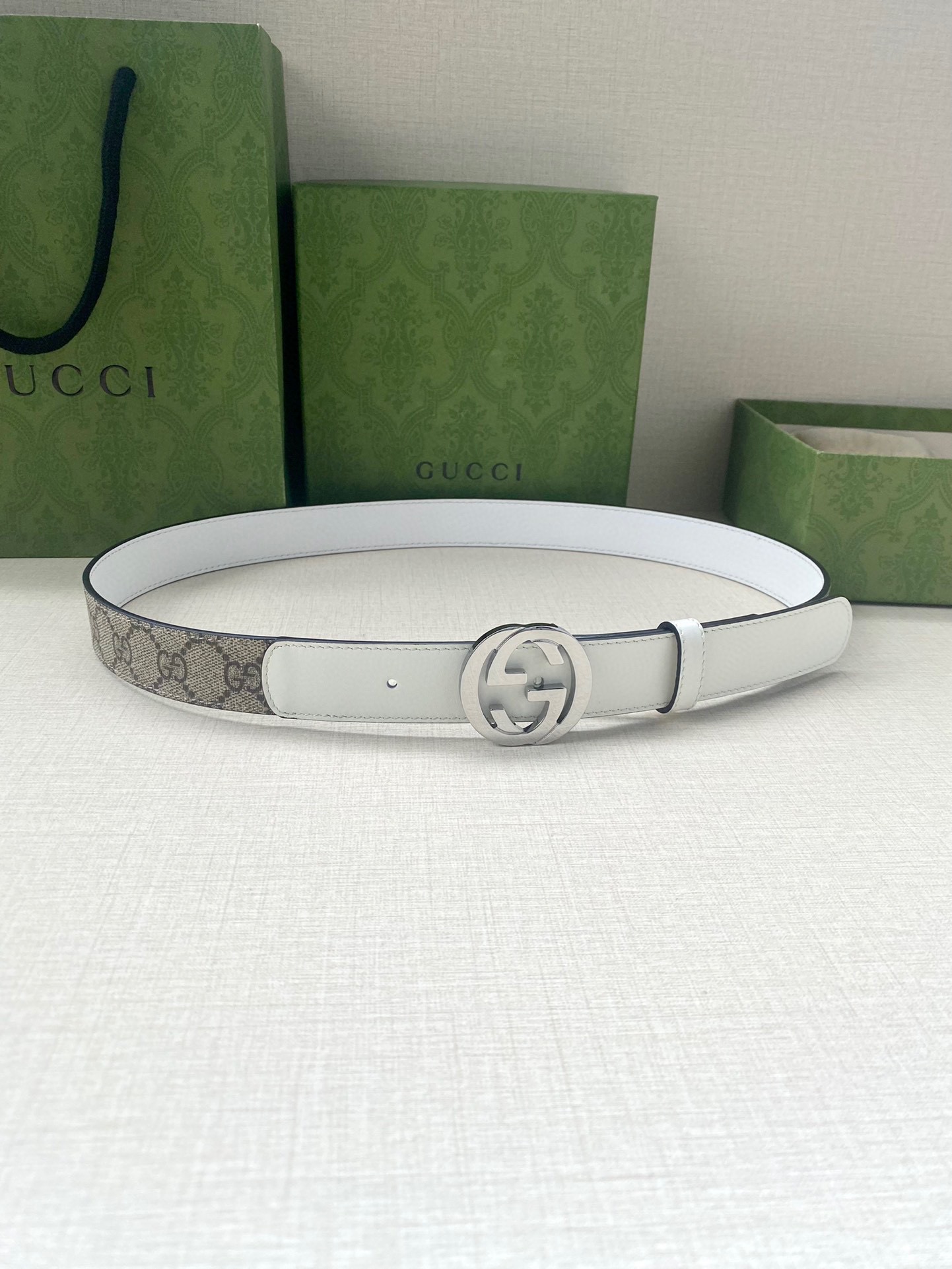 [TOP] GUCCI GG Supreme Canvas Belt Calfskin - 3.0cm