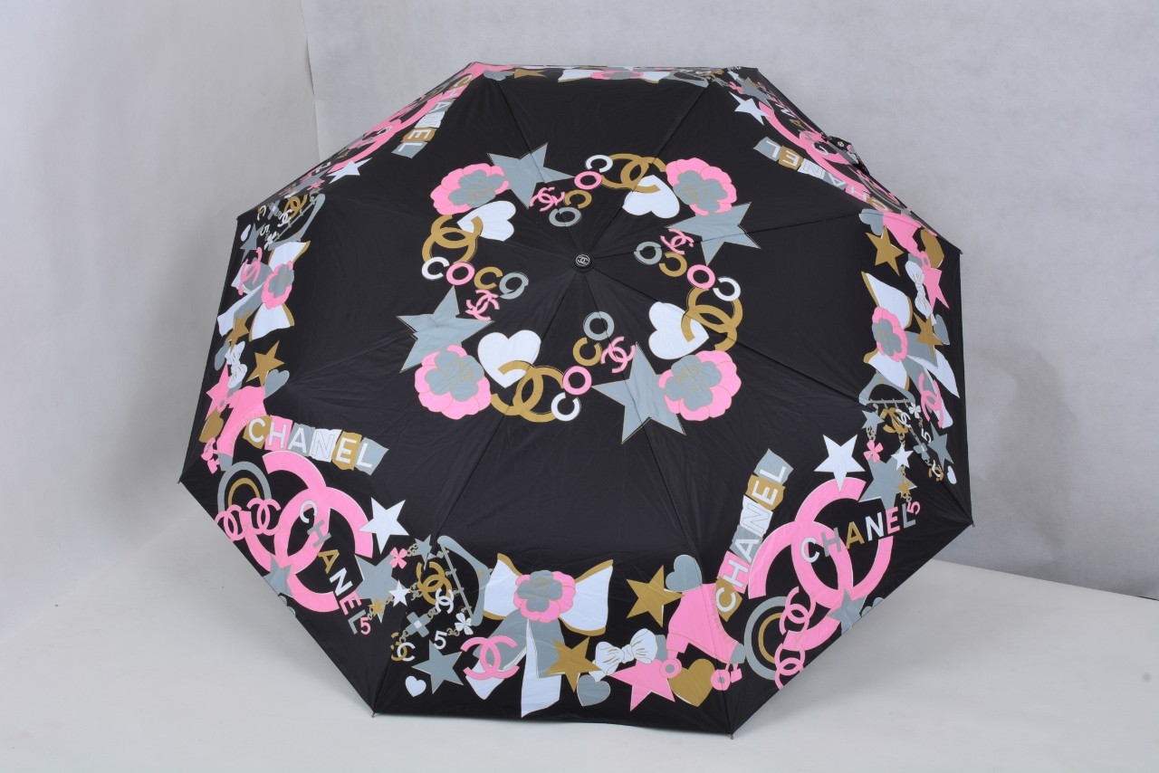 [TOP] CHANEL Tri-fold Umbrella with Logos Printed - 2 Color