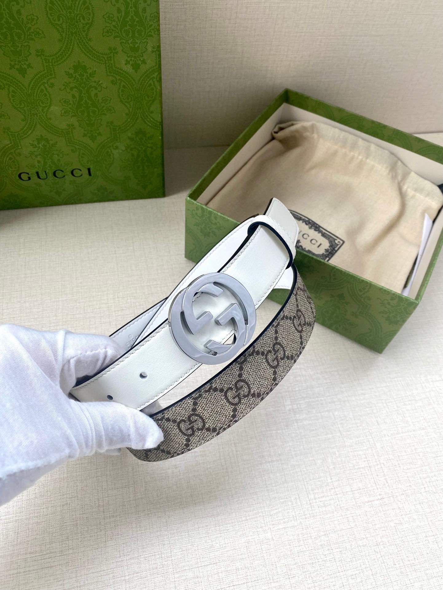 [TOP] GUCCI GG Supreme Canvas Belt Calfskin - 3.0cm