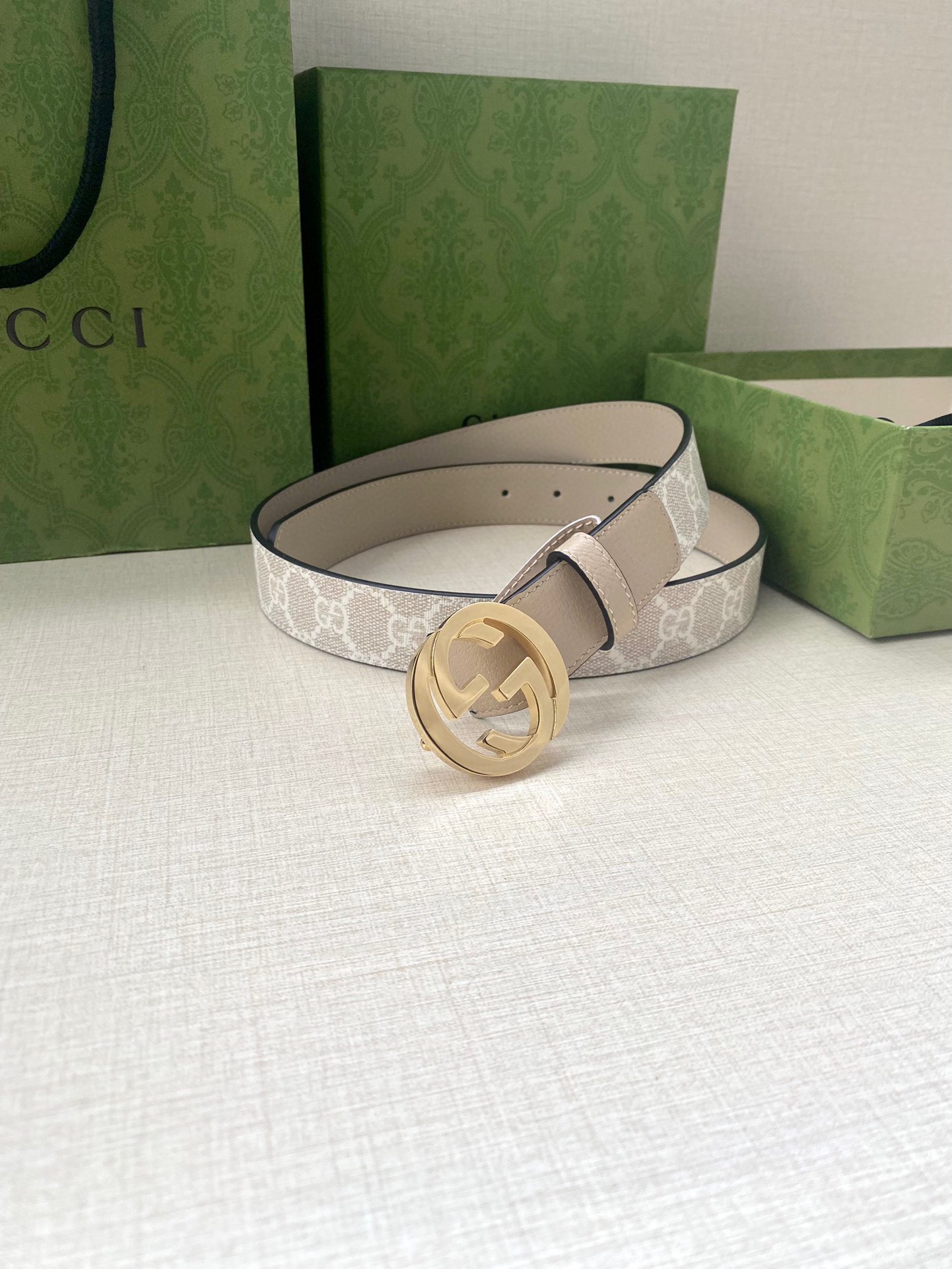 [TOP] GUCCI GG Supreme Canvas Belt Calfskin - 3.0cm