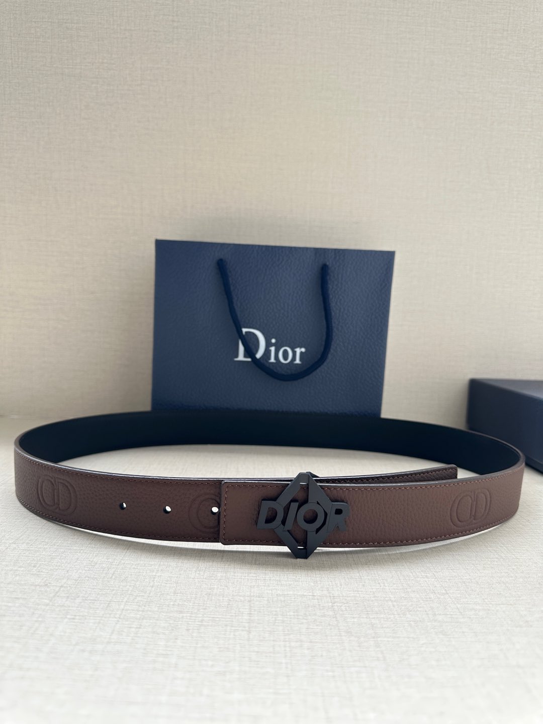 [TOP] Christian Dior Reversible Belt Calfskin - 3.5cm