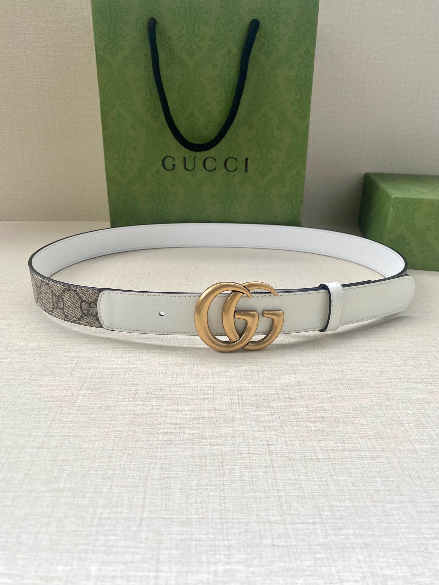[TOP] GUCCI GG Supreme Canvas Belt Calfskin - 3.0cm