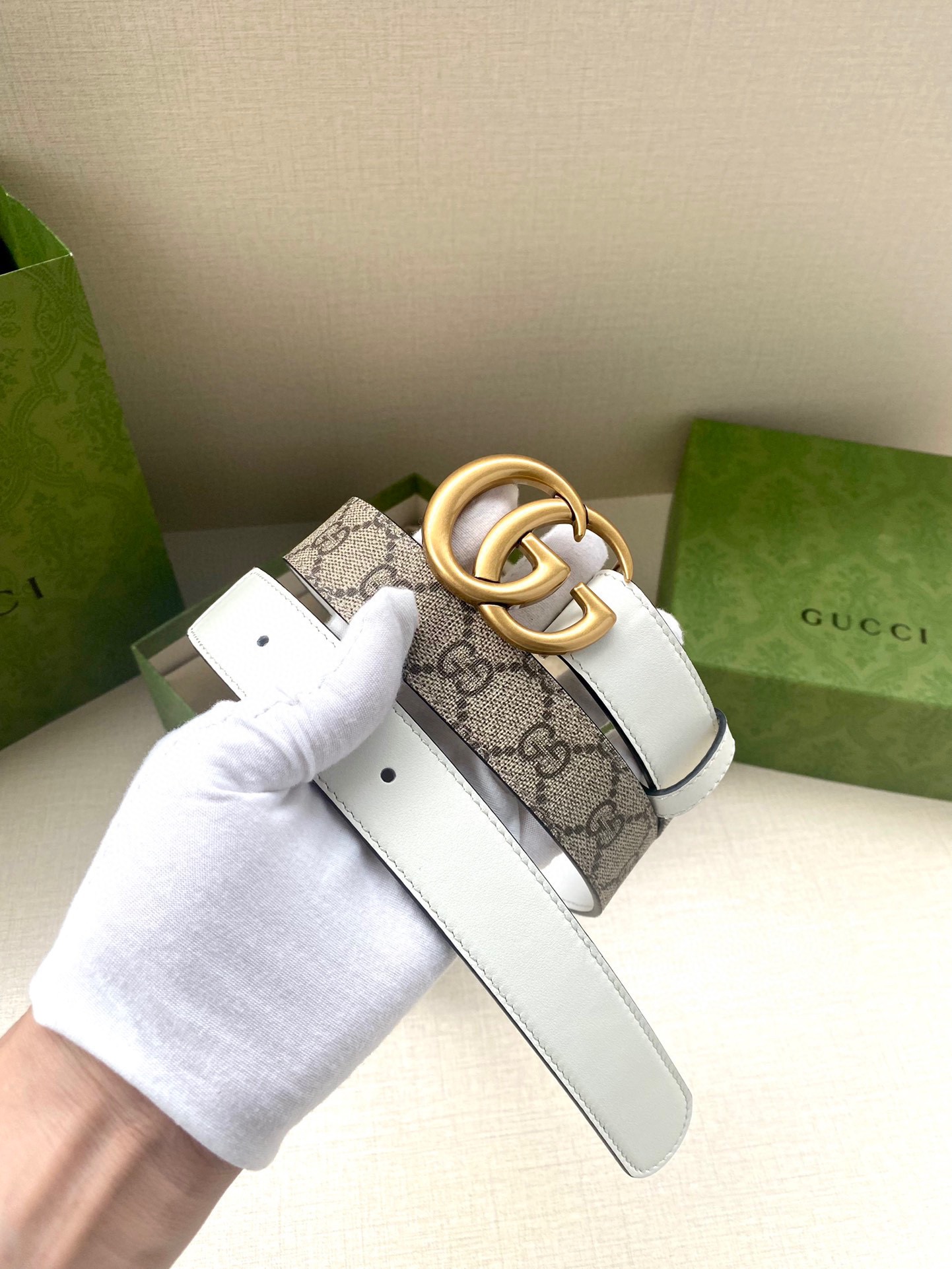 [TOP] GUCCI GG Supreme Canvas Belt Calfskin - 3.0cm