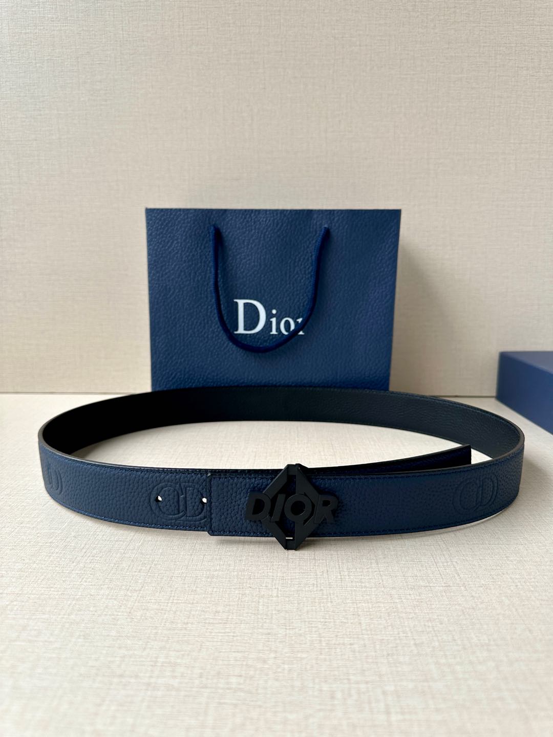 [TOP] Christian Dior Reversible Belt Calfskin - 3.5cm
