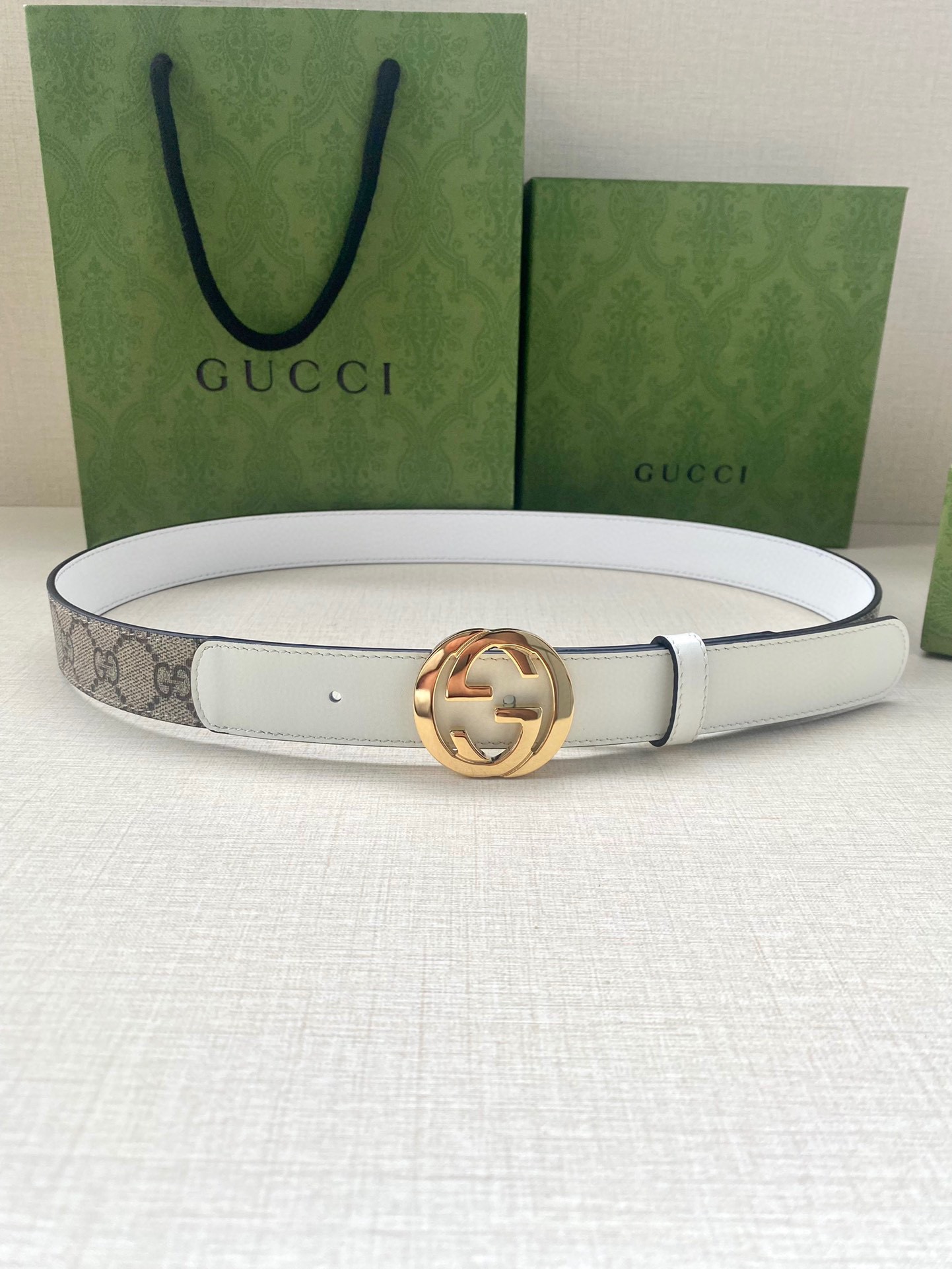 [TOP] GUCCI GG Supreme Canvas Belt Calfskin - 3.0cm