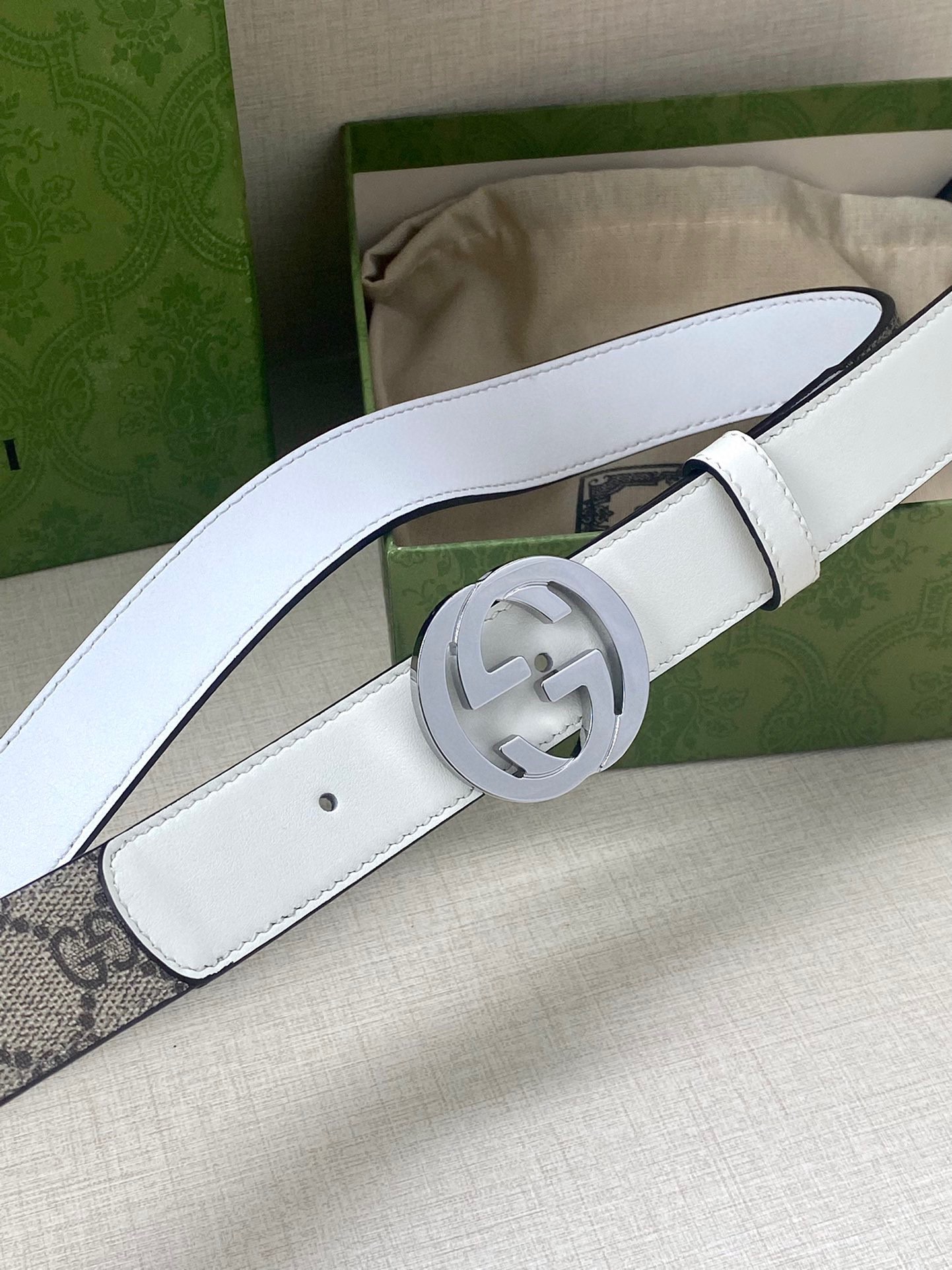 [TOP] GUCCI GG Supreme Canvas Belt Calfskin - 3.0cm