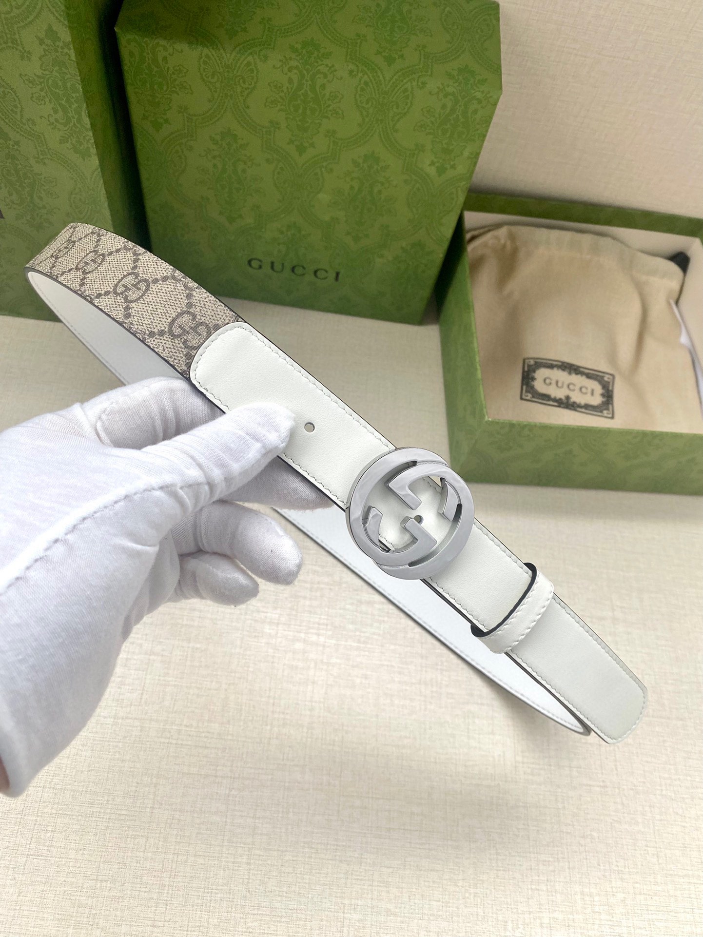 [TOP] GUCCI GG Supreme Canvas Belt Calfskin - 3.0cm