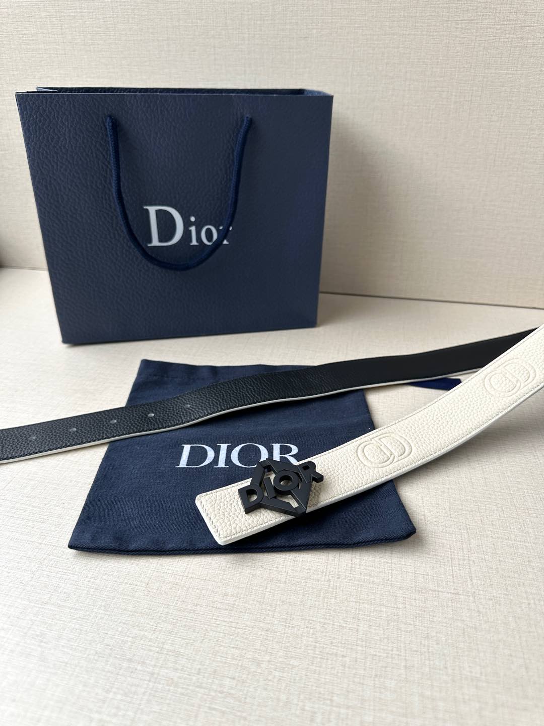 [TOP] Christian Dior Reversible Belt Calfskin - 3.5cm