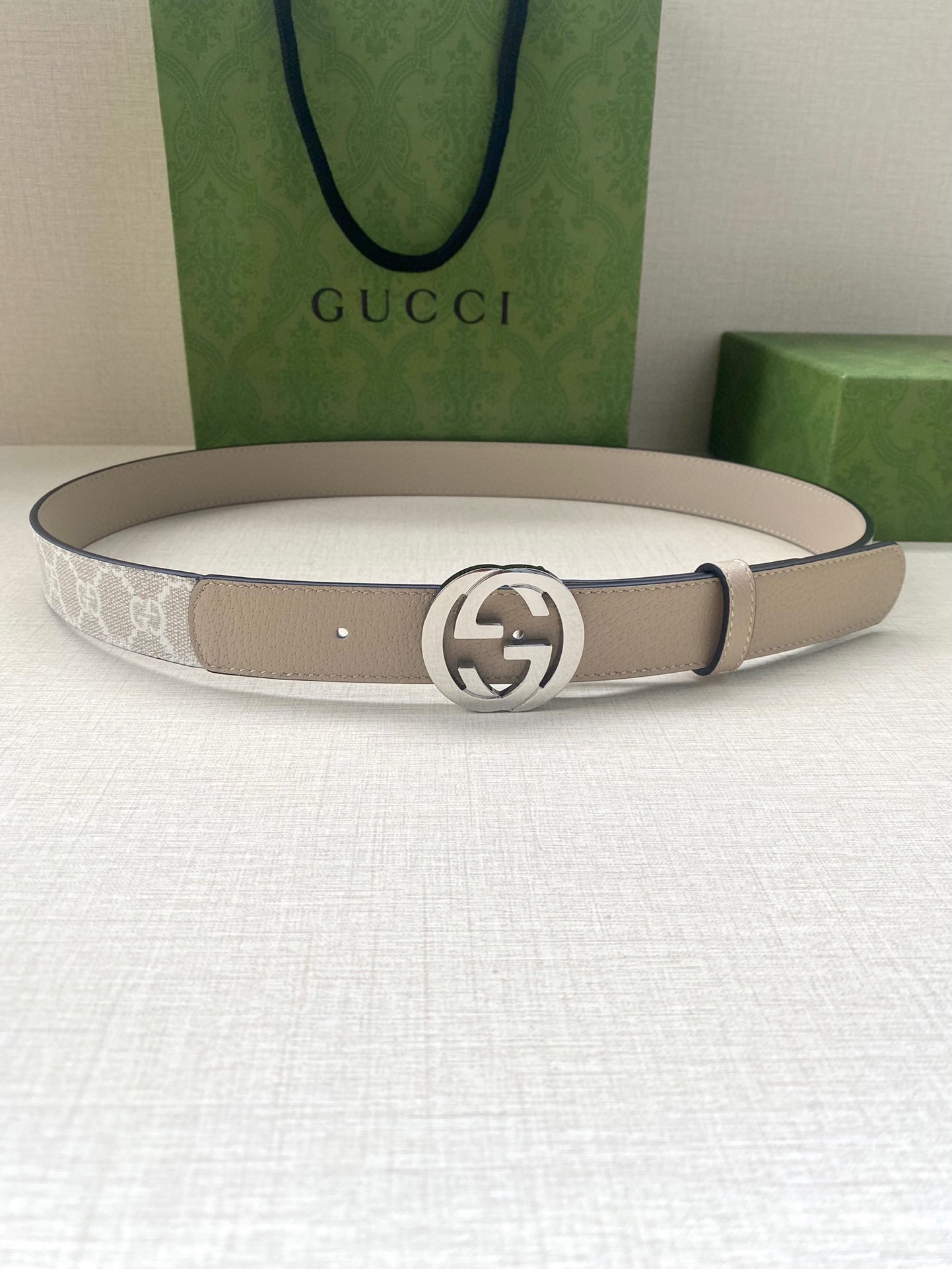 [TOP] GUCCI GG Supreme Canvas Belt Calfskin - 3.0cm