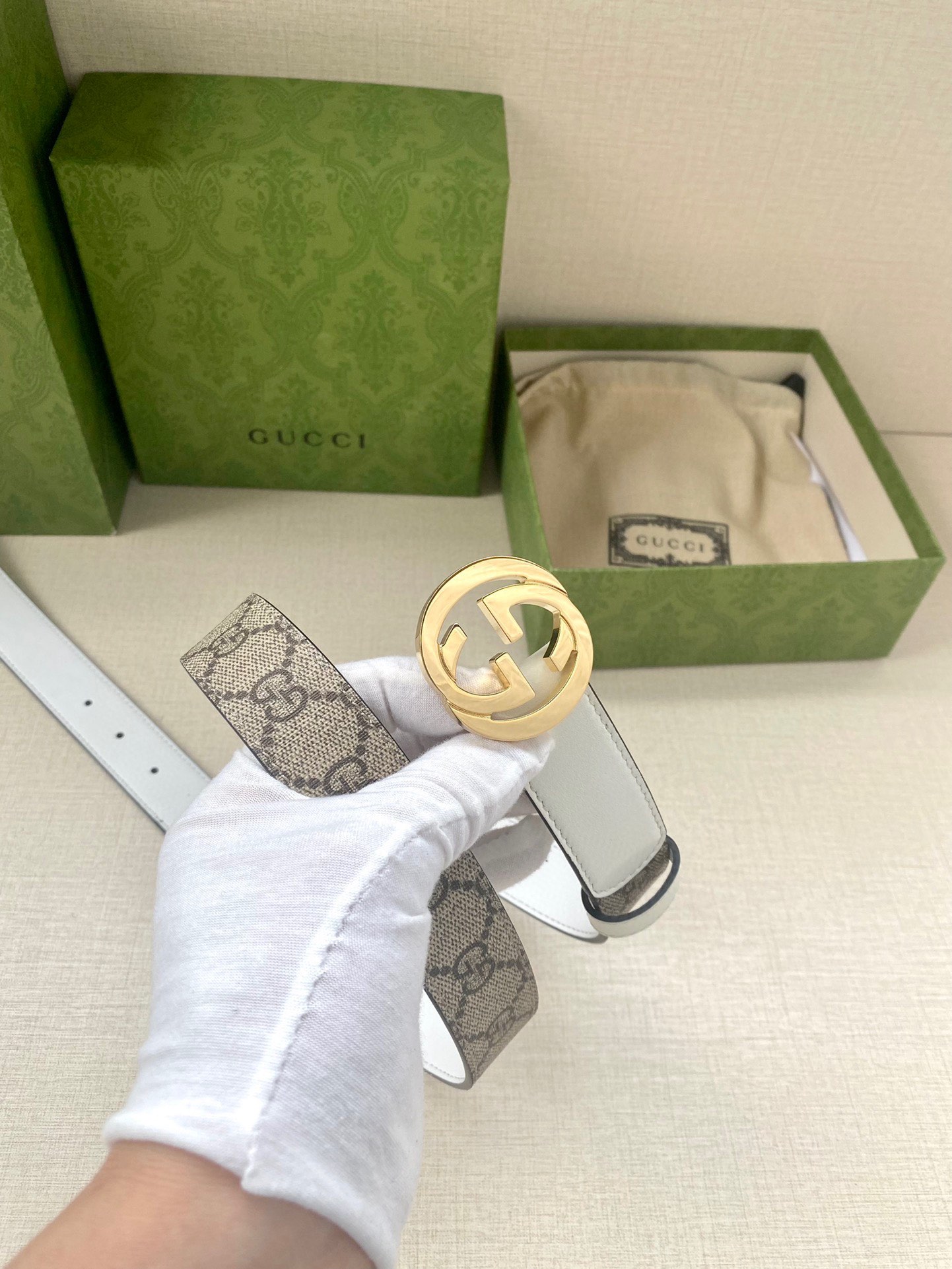 [TOP] GUCCI GG Supreme Canvas Belt Calfskin - 3.0cm