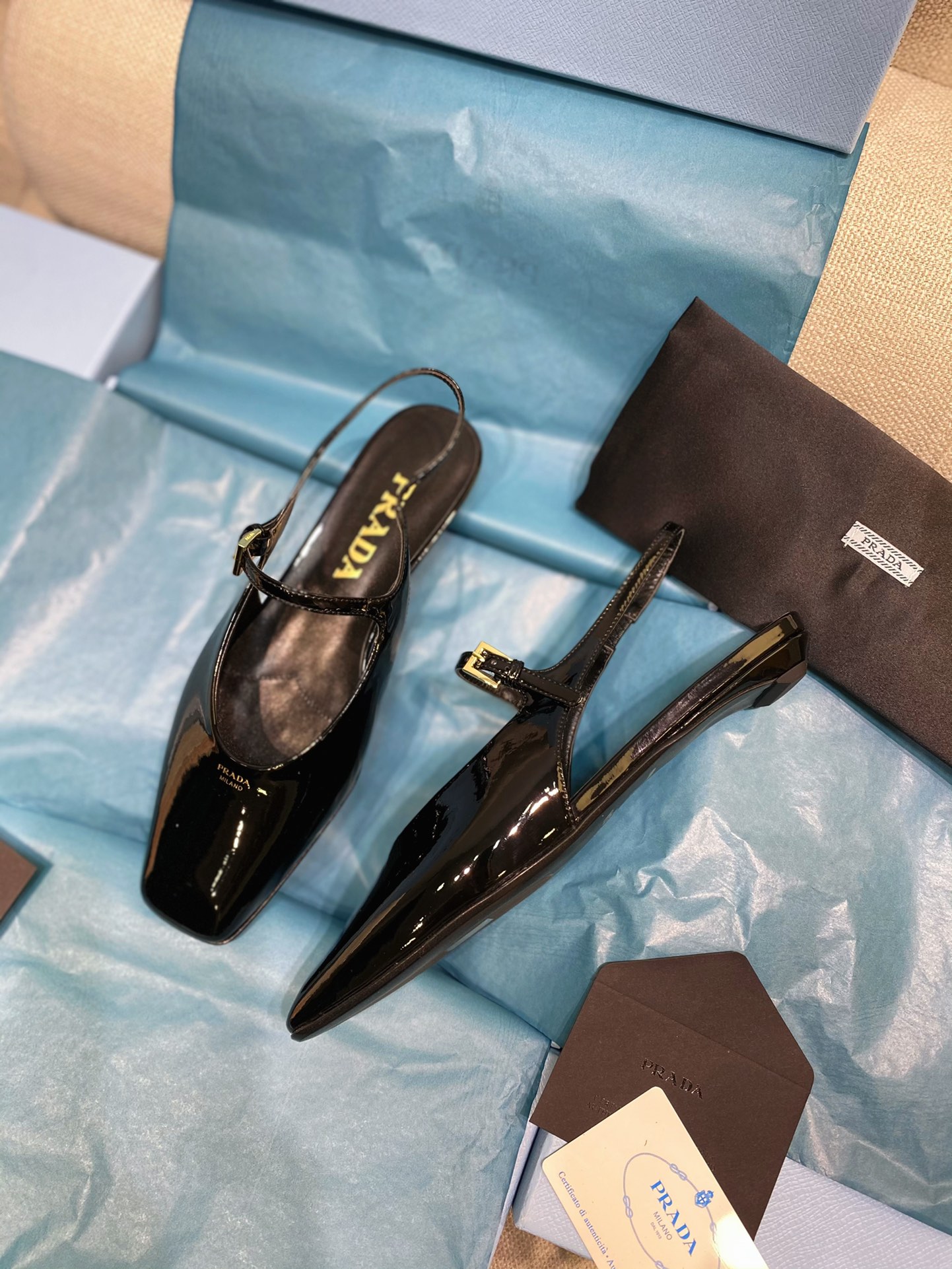 [TOP] PRADA Flat Heel Sandals Patent Calf Leather - 4 Colour