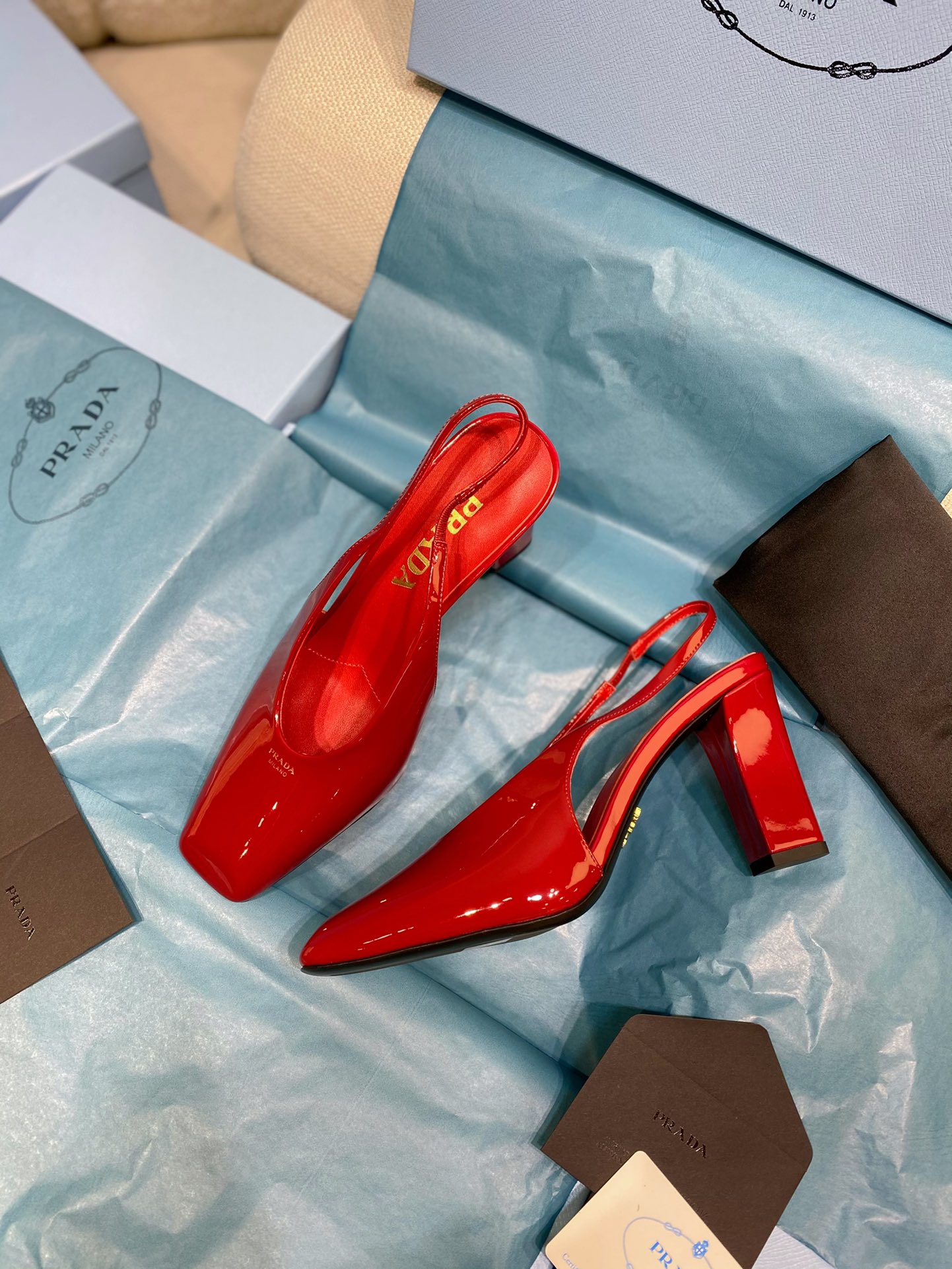 [TOP] PRADA High-Heeled Sandals Patent Calf Leather - 4 Colour