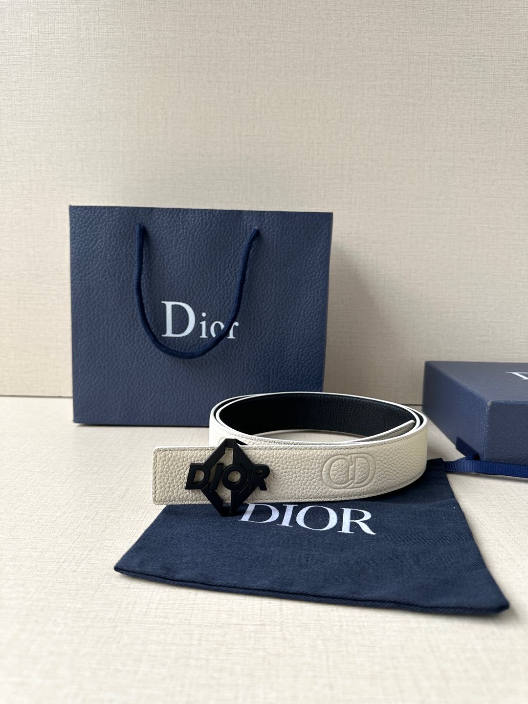 [TOP] Christian Dior Reversible Belt Calfskin - 3.5cm