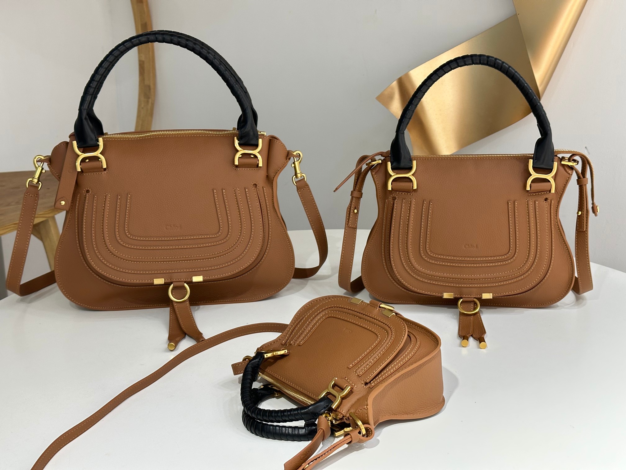 [TOP] Chloe Marcie Leather Handbag  3 Sizes-2 Colors