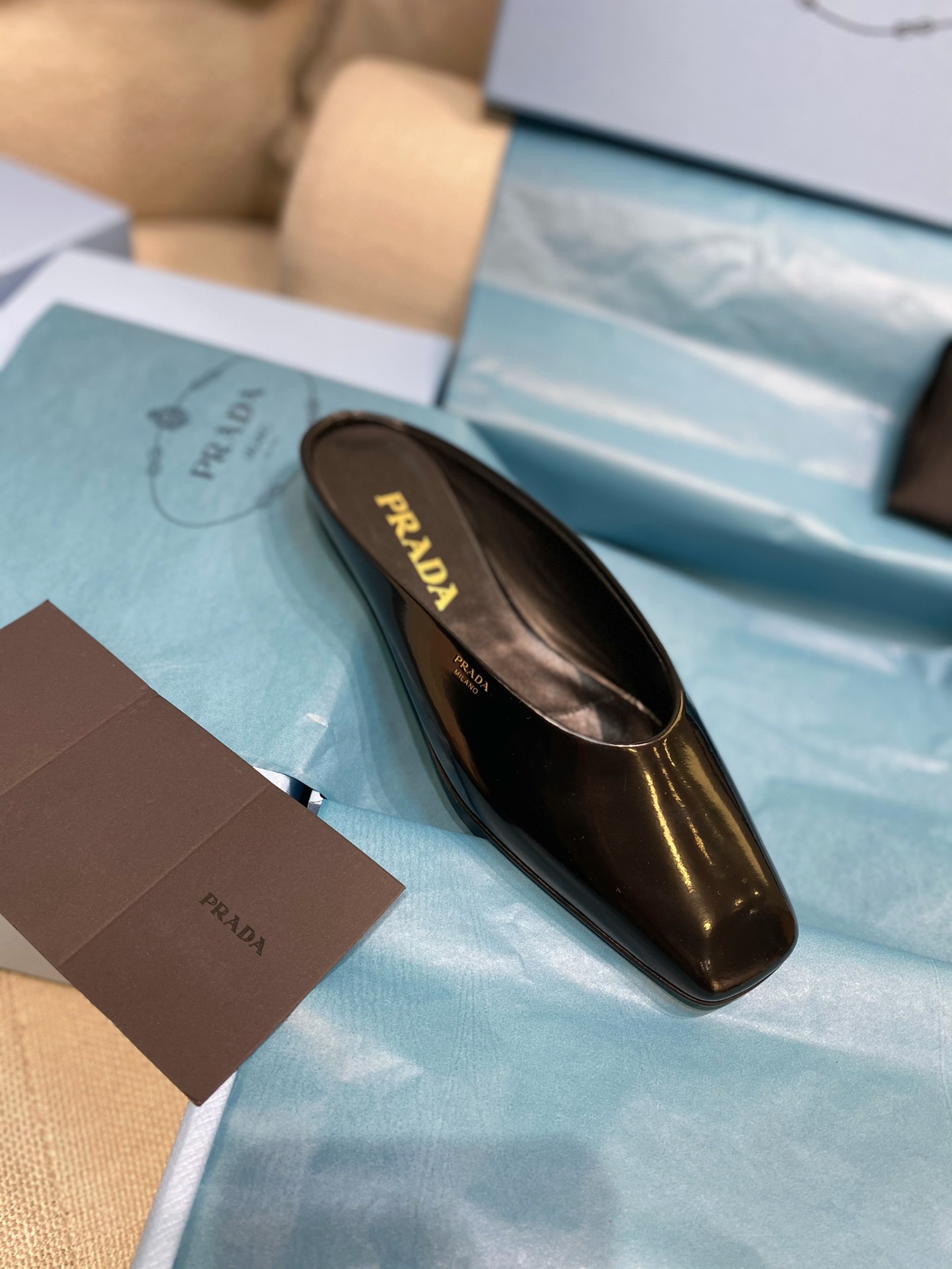 [TOP] PRADA Flat Slippers - Black