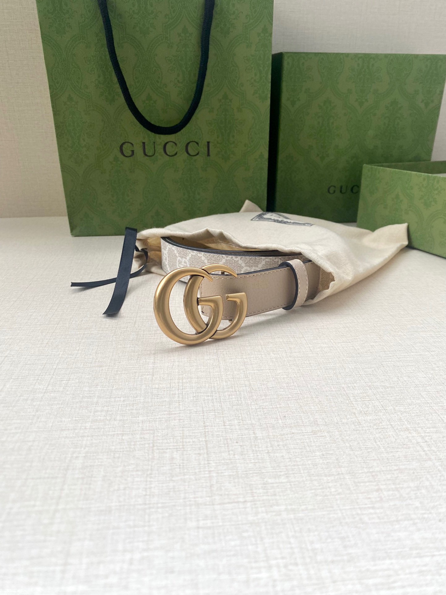 [TOP] GUCCI GG Supreme Canvas Belt Calfskin - 3.0cm