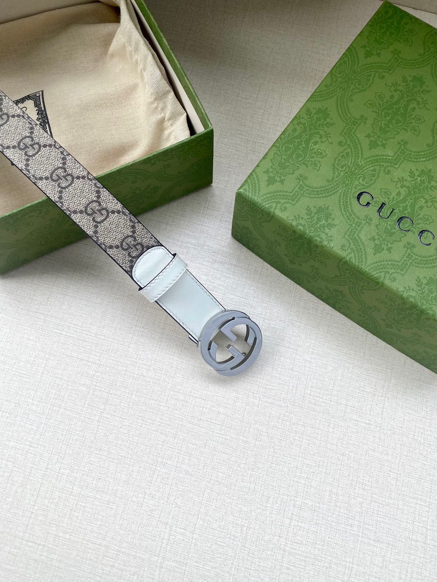 [TOP] GUCCI GG Supreme Canvas Belt Calfskin - 3.0cm