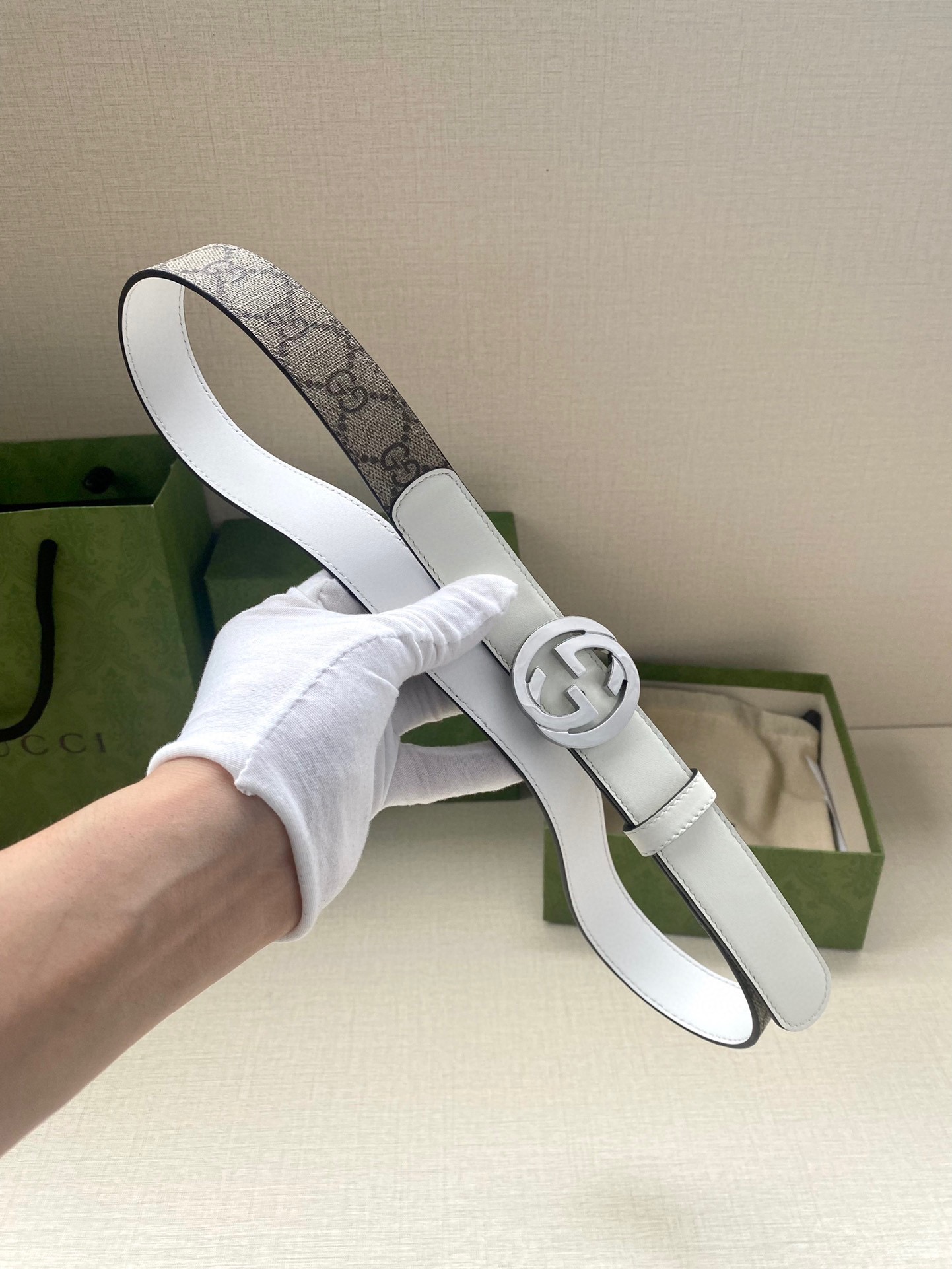 [TOP] GUCCI GG Supreme Canvas Belt Calfskin - 3.0cm