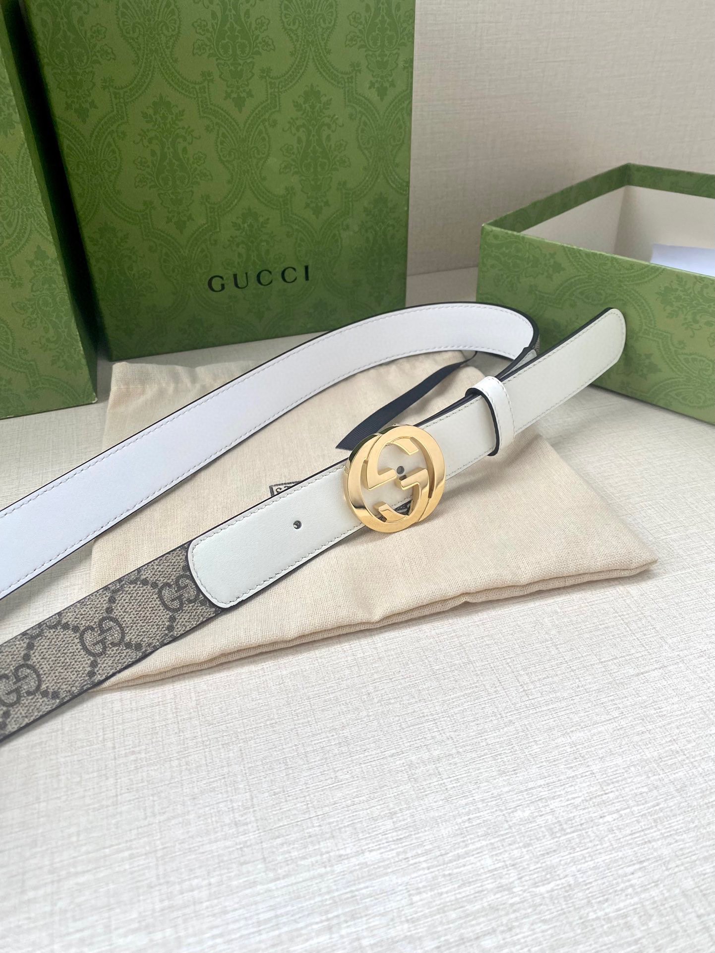 [TOP] GUCCI GG Supreme Canvas Belt Calfskin - 3.0cm