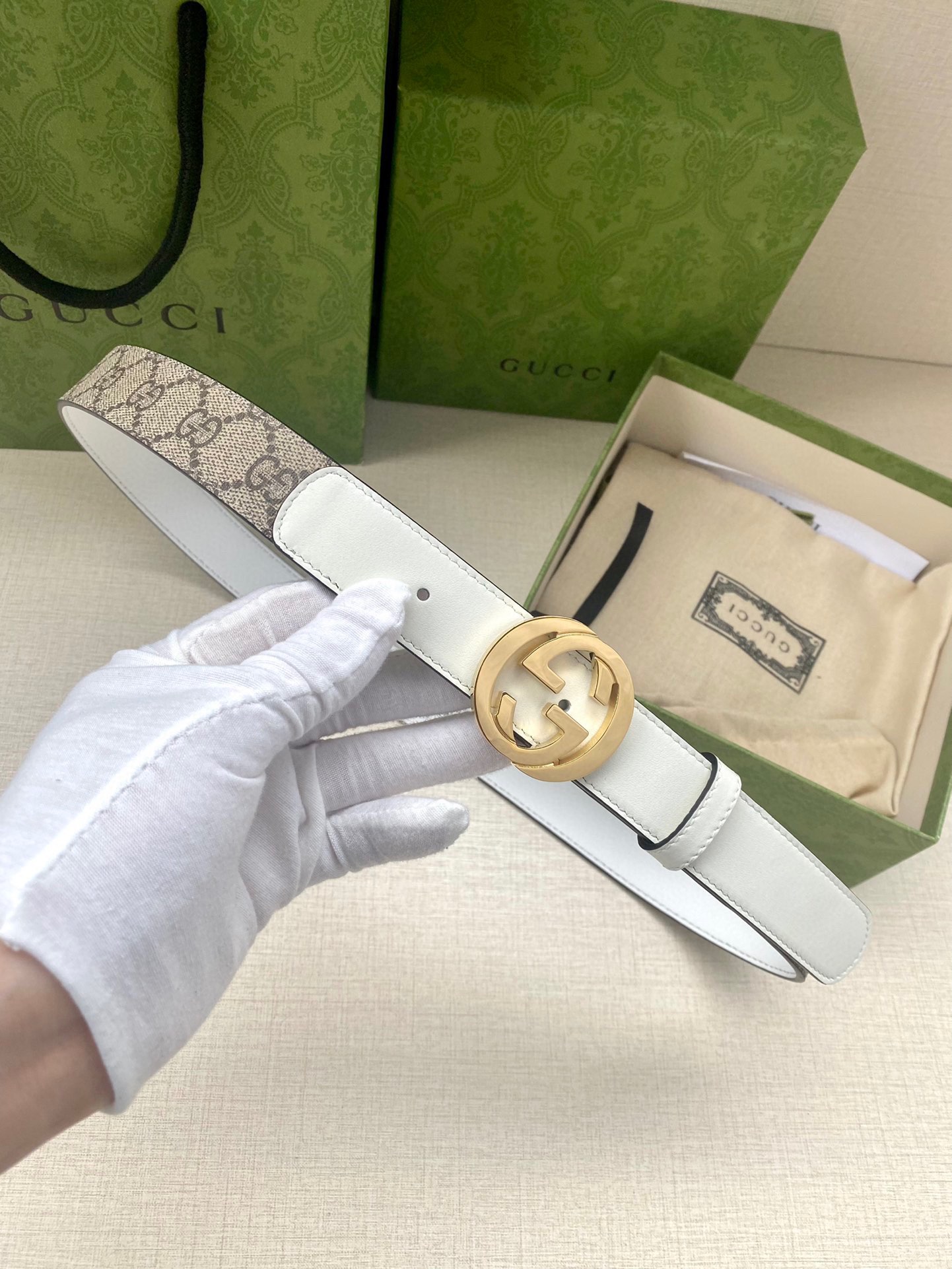 [TOP] GUCCI GG Supreme Canvas Belt Calfskin - 3.0cm